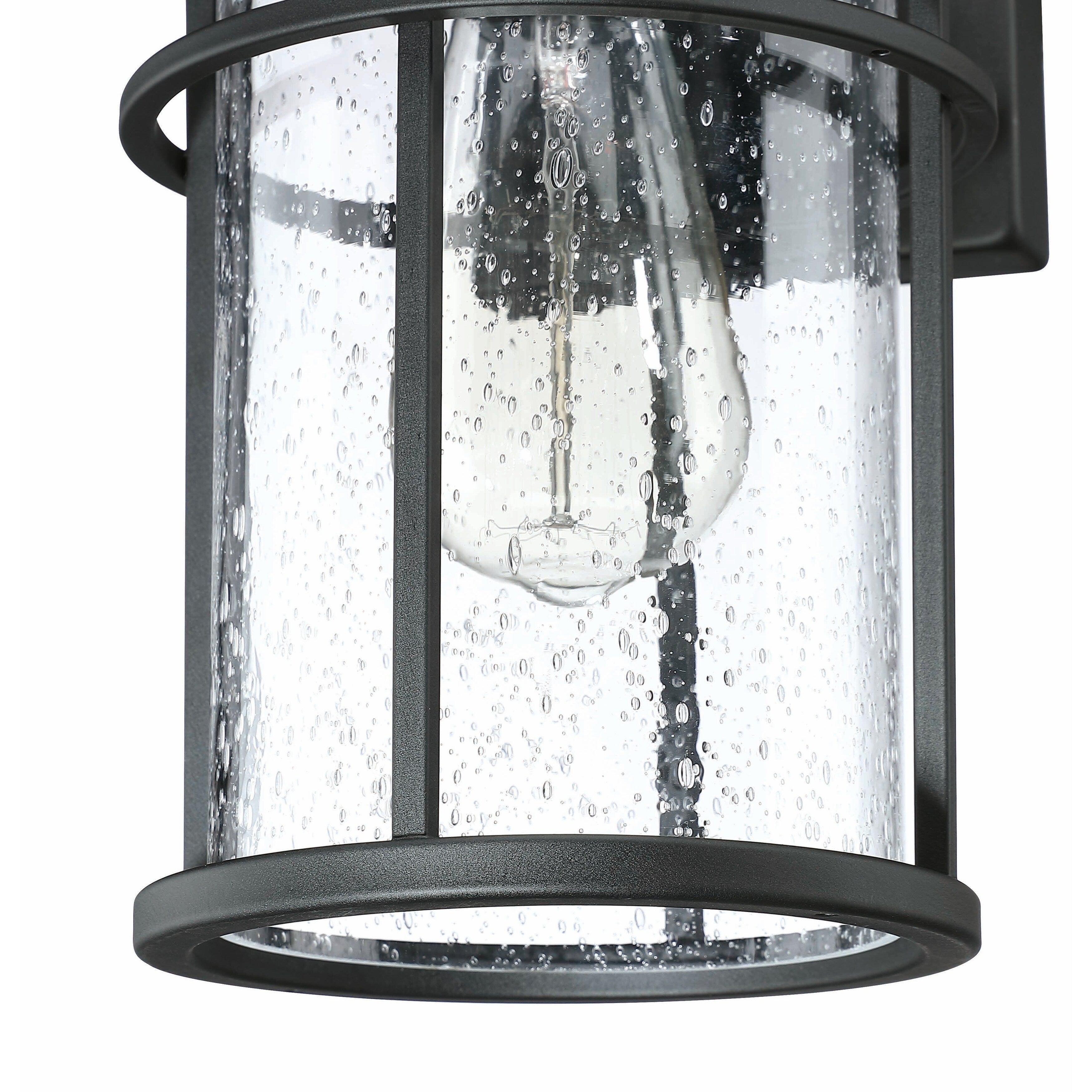 Lanterne murale d'extérieur noire en forme de dôme de grange côtière, 1 lumière, verre transparent