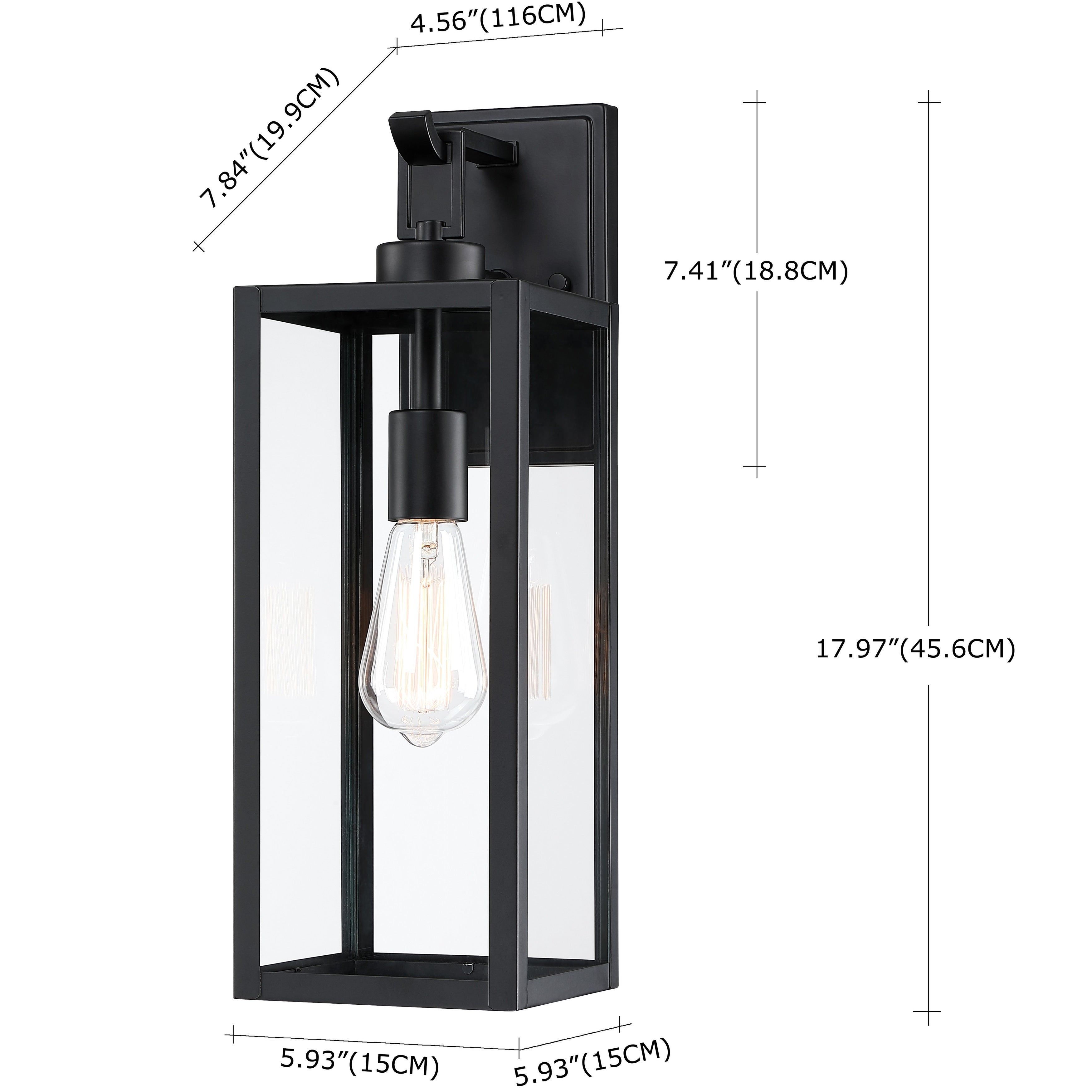 Lanterne murale d'extérieur moderne noire mate à 1 lumière