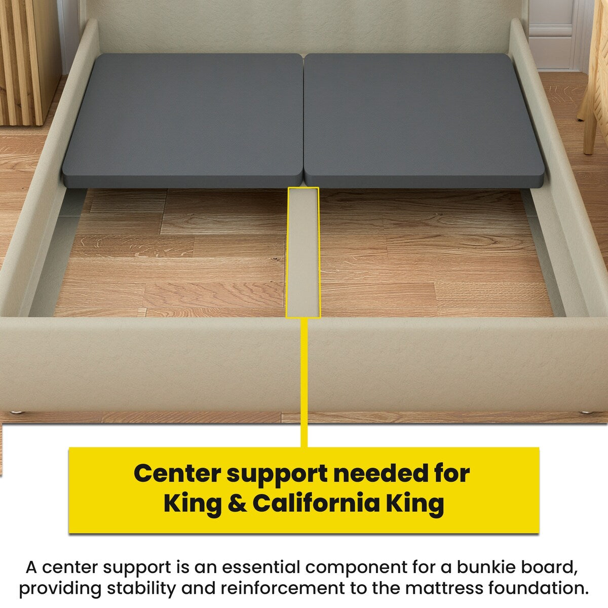 Planche de couchage entièrement assemblée de 1,5 pouce pour support de matelas/lit, lot de 2 - Gris