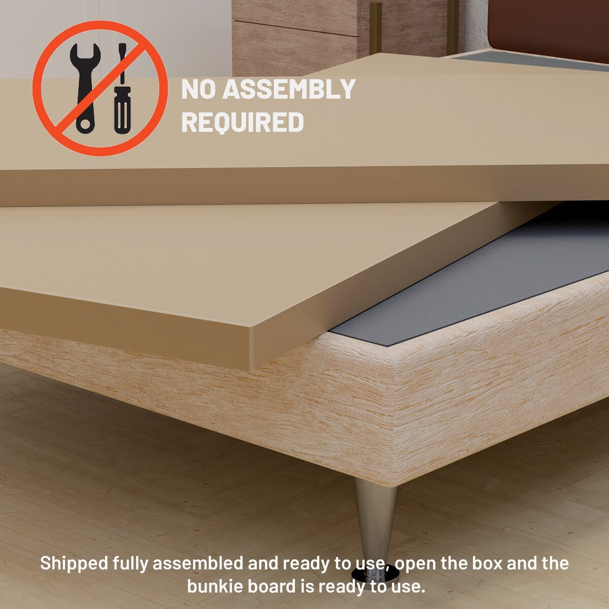 Planche de couchage entièrement assemblée de 1,5 pouce pour support de matelas/lit, lot de 2 - Gris