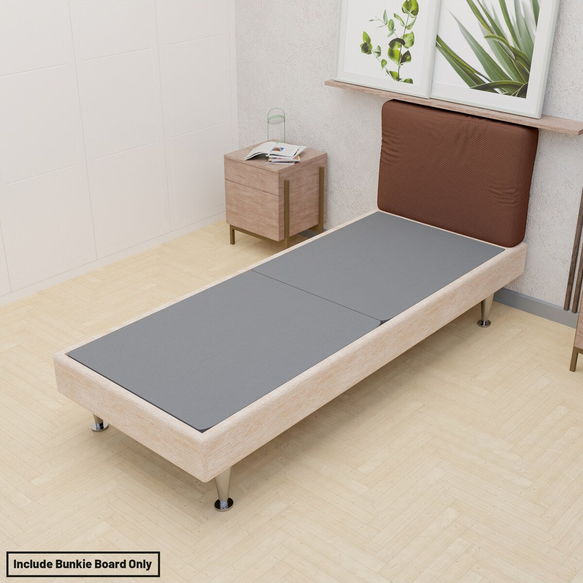 Planche de couchage entièrement assemblée de 1,5 pouce pour support de matelas/lit, lot de 2 - Gris