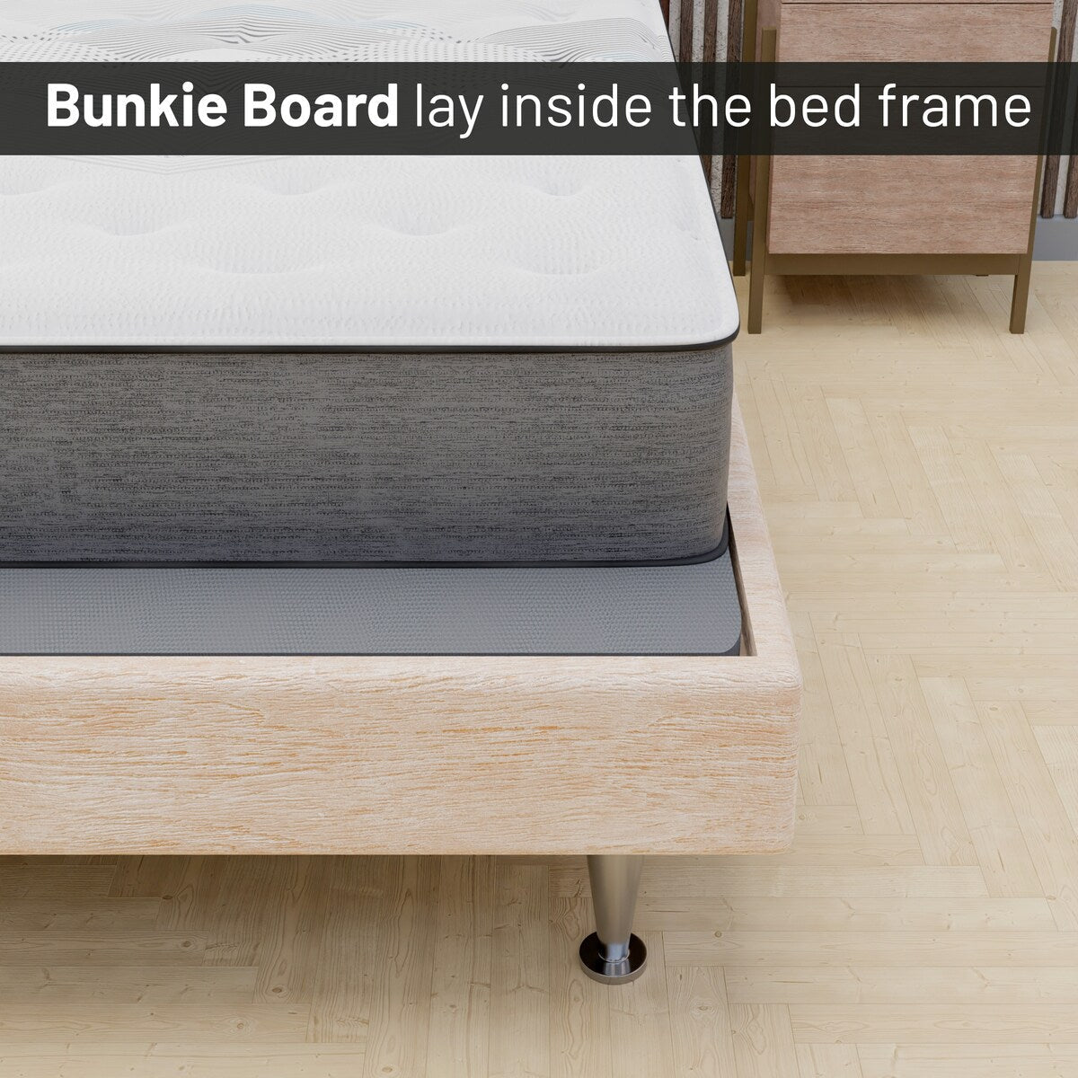 Planche de couchage entièrement assemblée de 1,5 pouce pour support de matelas/lit, lot de 2 - Gris