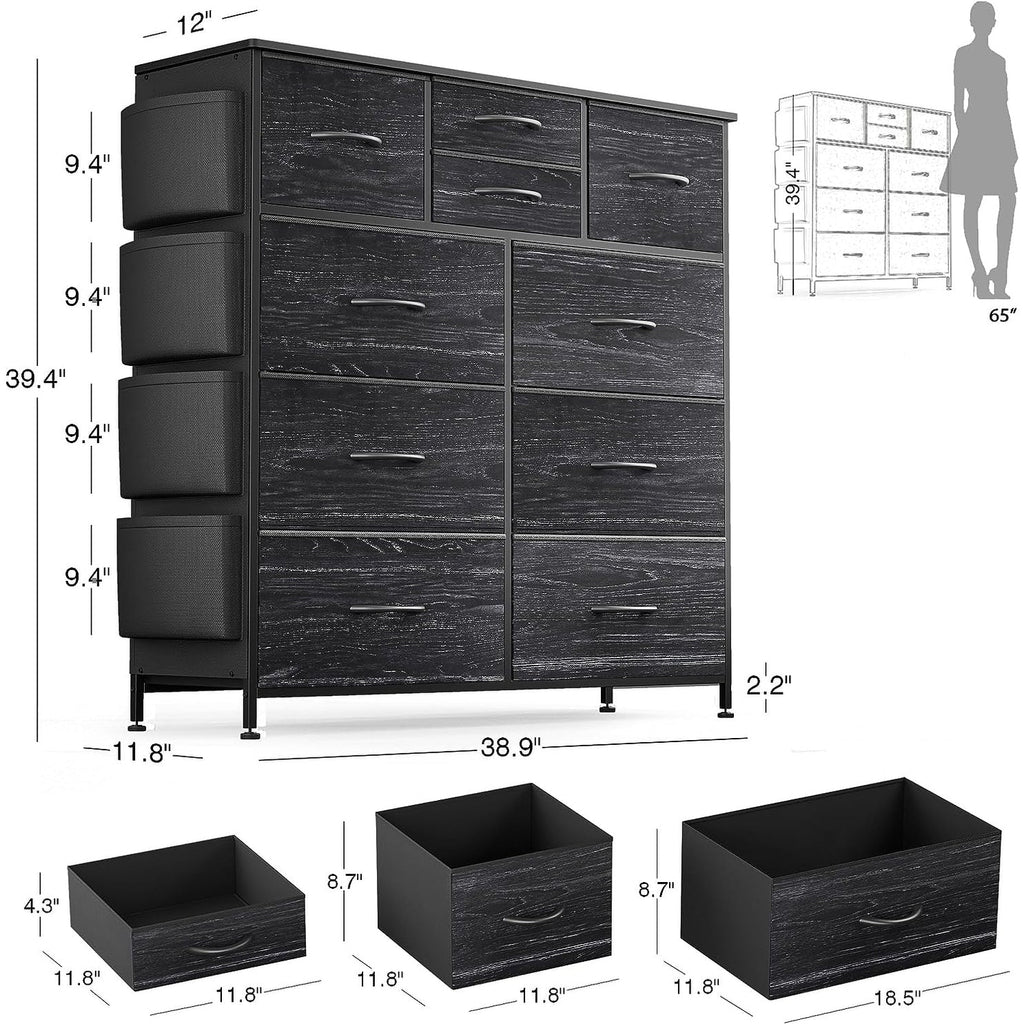 Commode à 10 tiroirs en tissu, armoire de rangement, tour de rangement, unité de rangement pour chambre à coucher