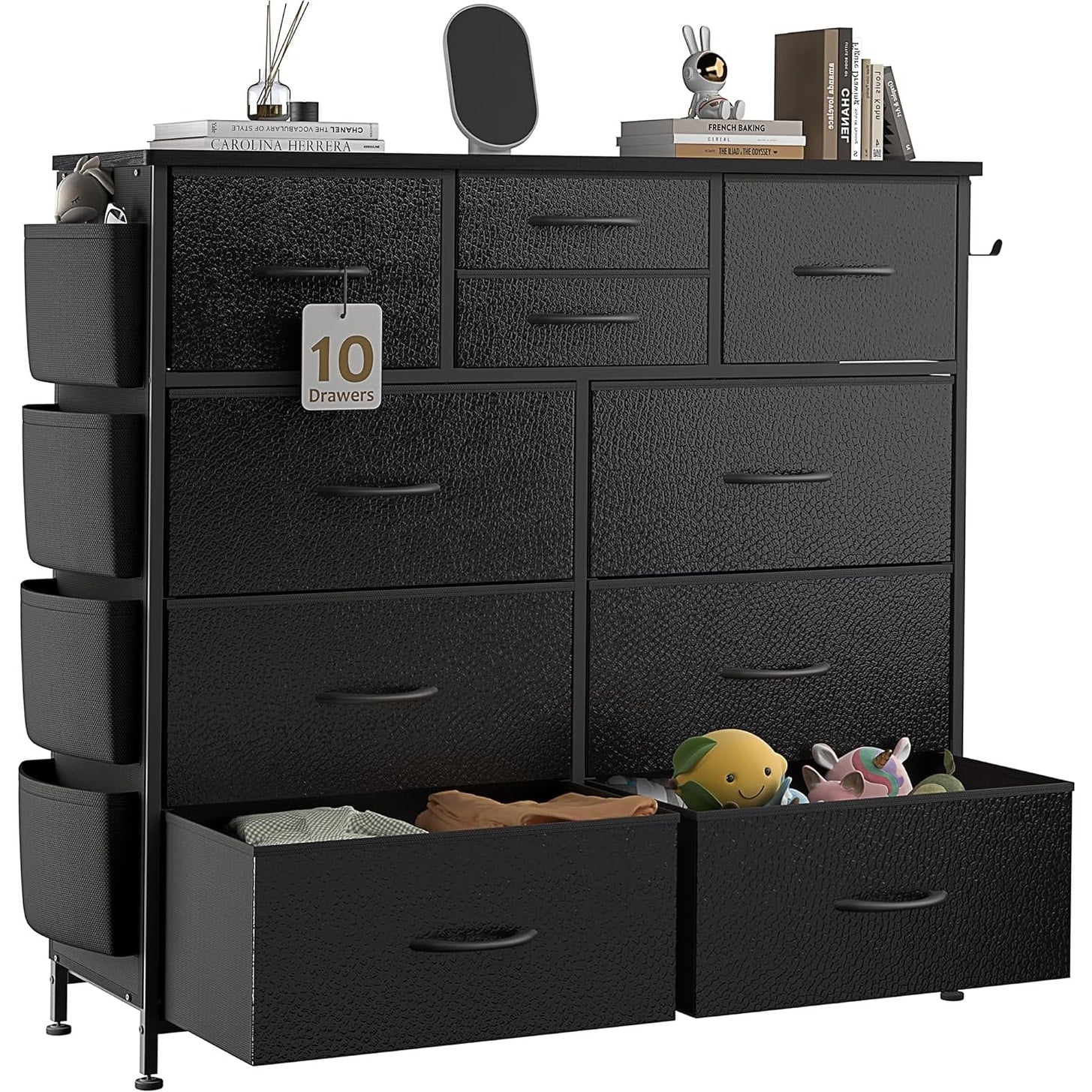 Commode à 10 tiroirs en tissu, armoire de rangement, tour de rangement, unité de rangement pour chambre à coucher