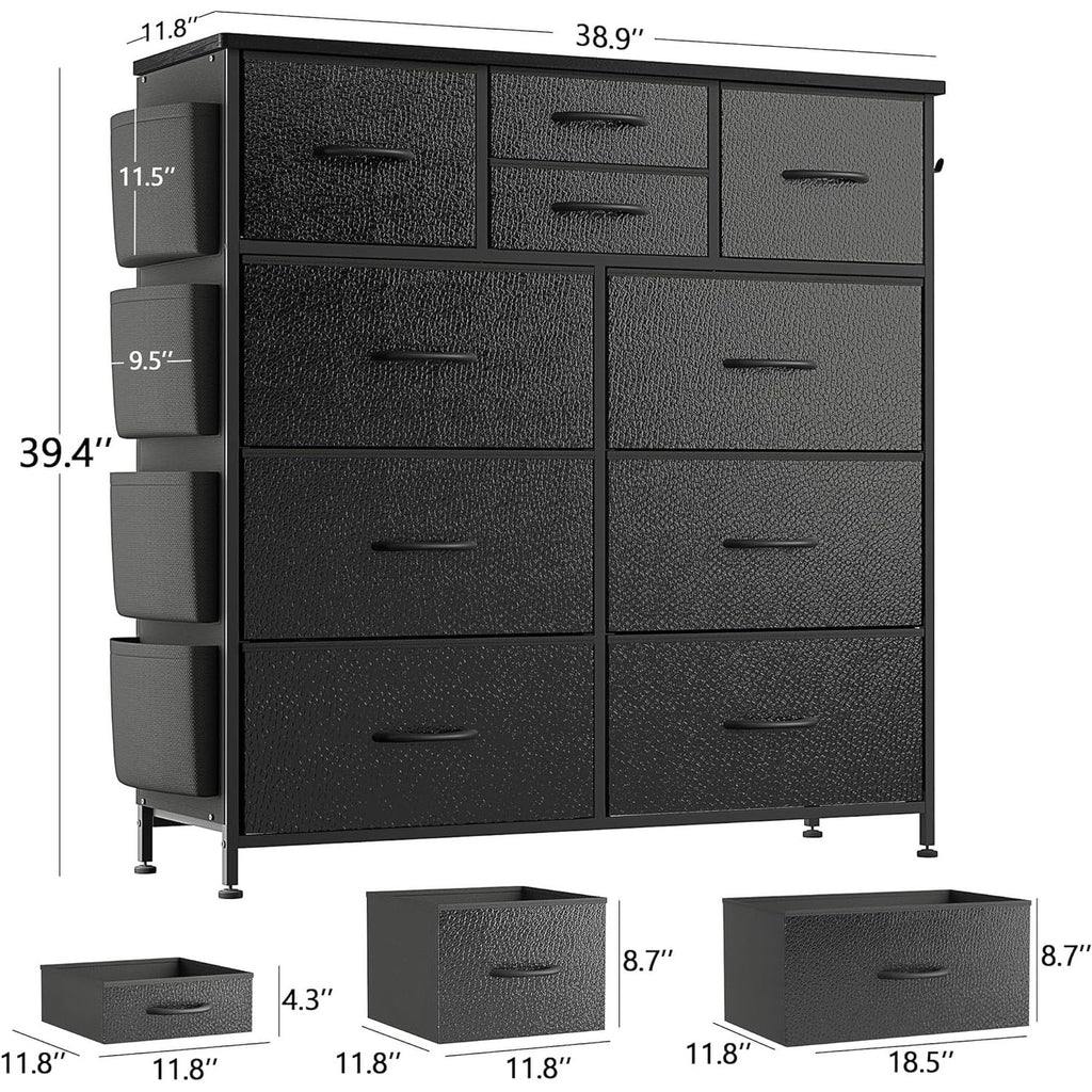 Commode à 10 tiroirs en tissu, armoire de rangement, tour de rangement, unité de rangement pour chambre à coucher