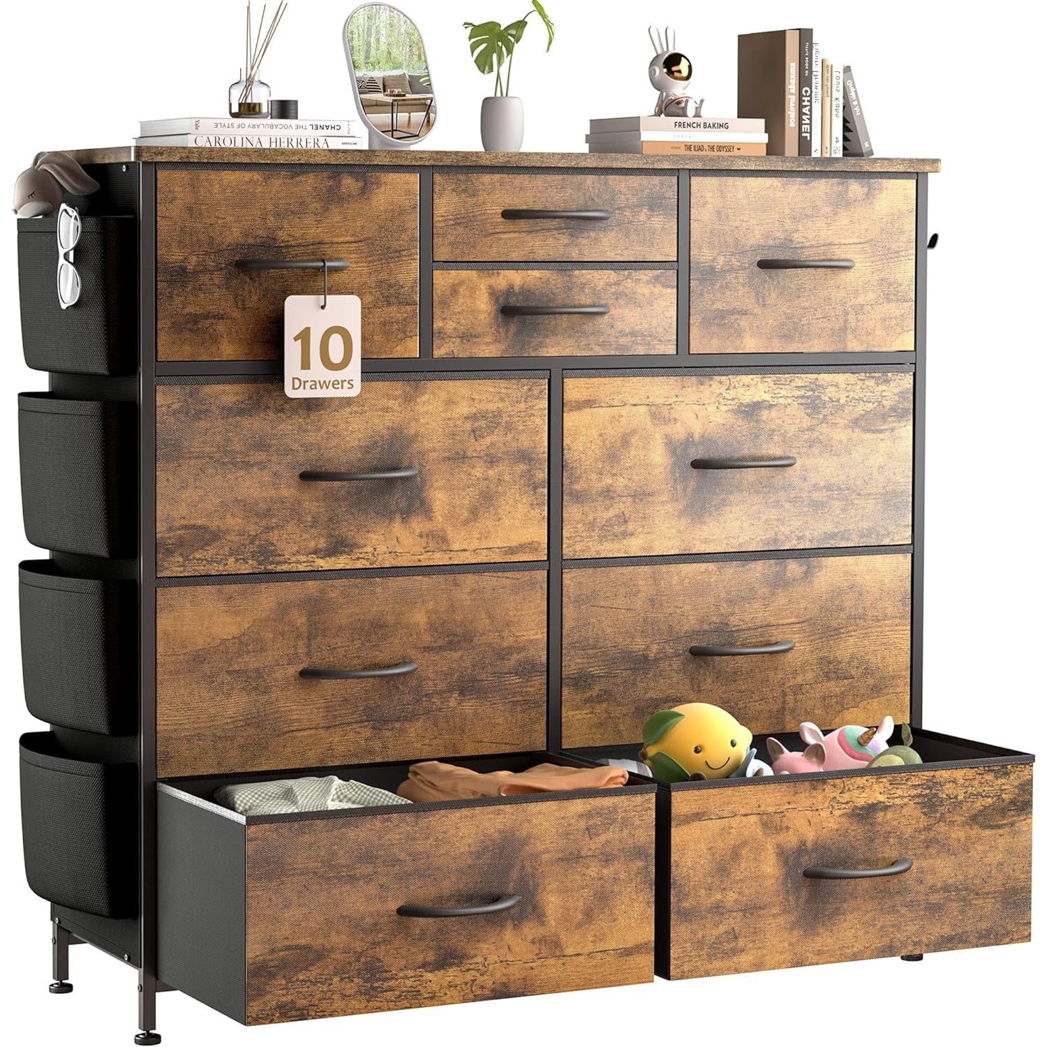 Commode à 10 tiroirs en tissu, armoire de rangement, tour de rangement, unité de rangement pour chambre à coucher