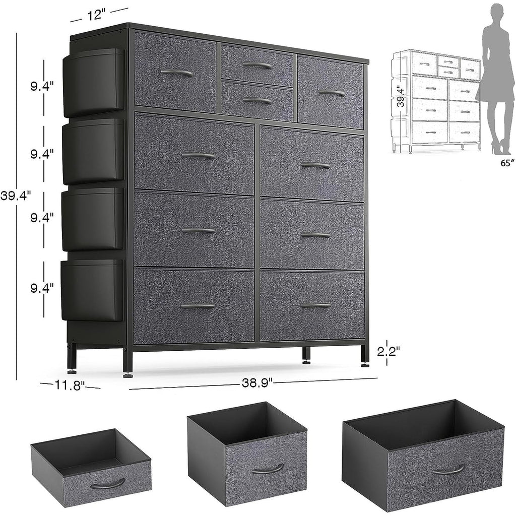 Commode à 10 tiroirs en tissu, armoire de rangement, tour de rangement, unité de rangement pour chambre à coucher