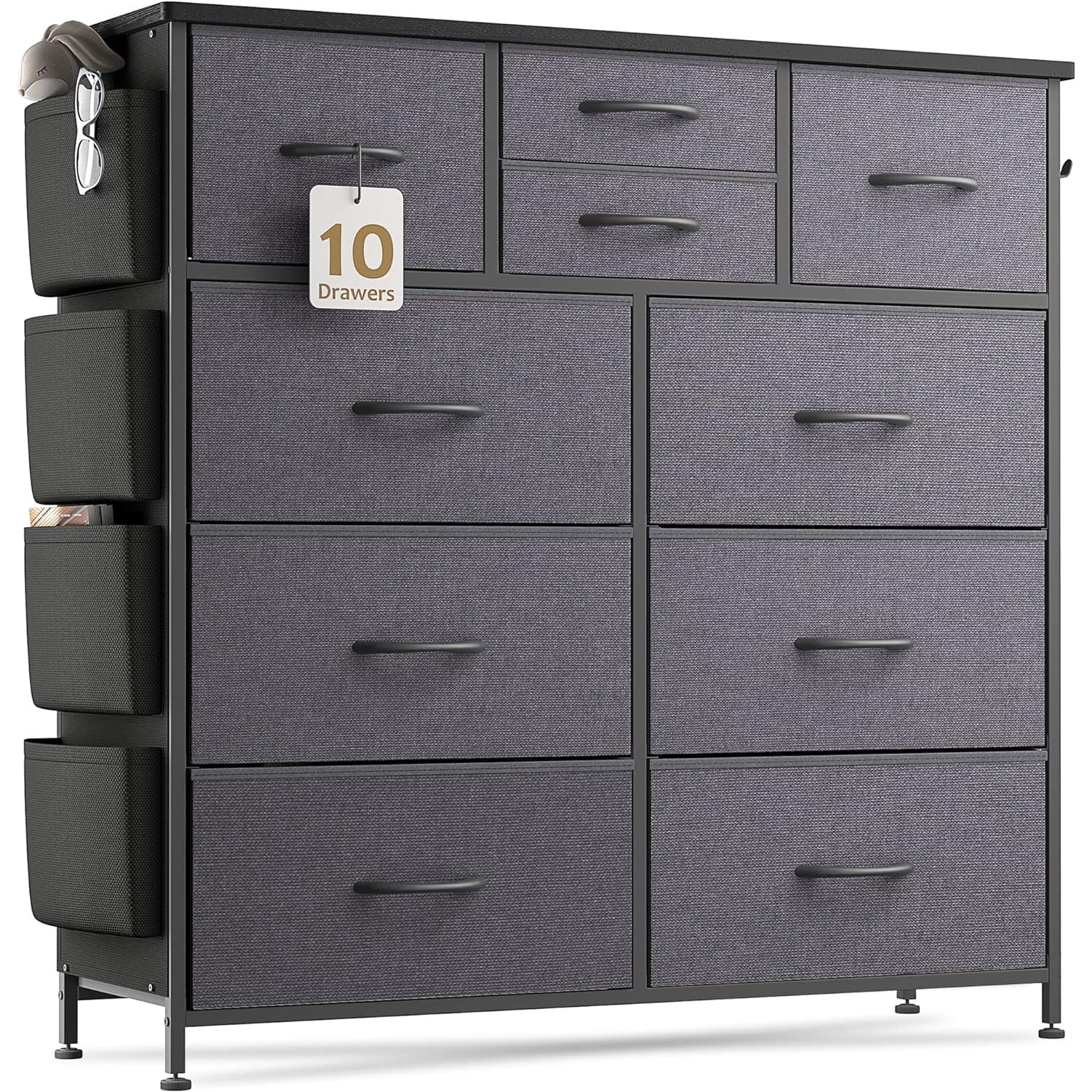 Commode à 10 tiroirs en tissu, armoire de rangement, tour de rangement, unité de rangement pour chambre à coucher