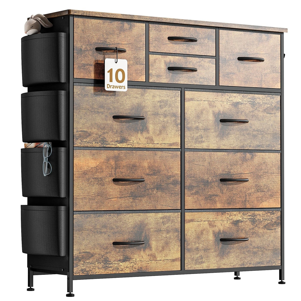 Commode à 10 tiroirs en tissu, armoire de rangement, tour de rangement, unité de rangement pour chambre à coucher
