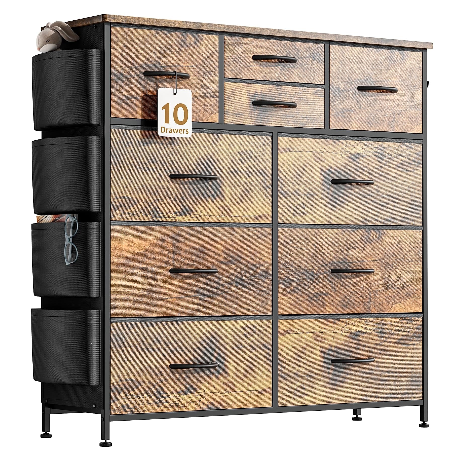 Commode à 10 tiroirs en tissu, armoire de rangement, tour de rangement, unité de rangement pour chambre à coucher
