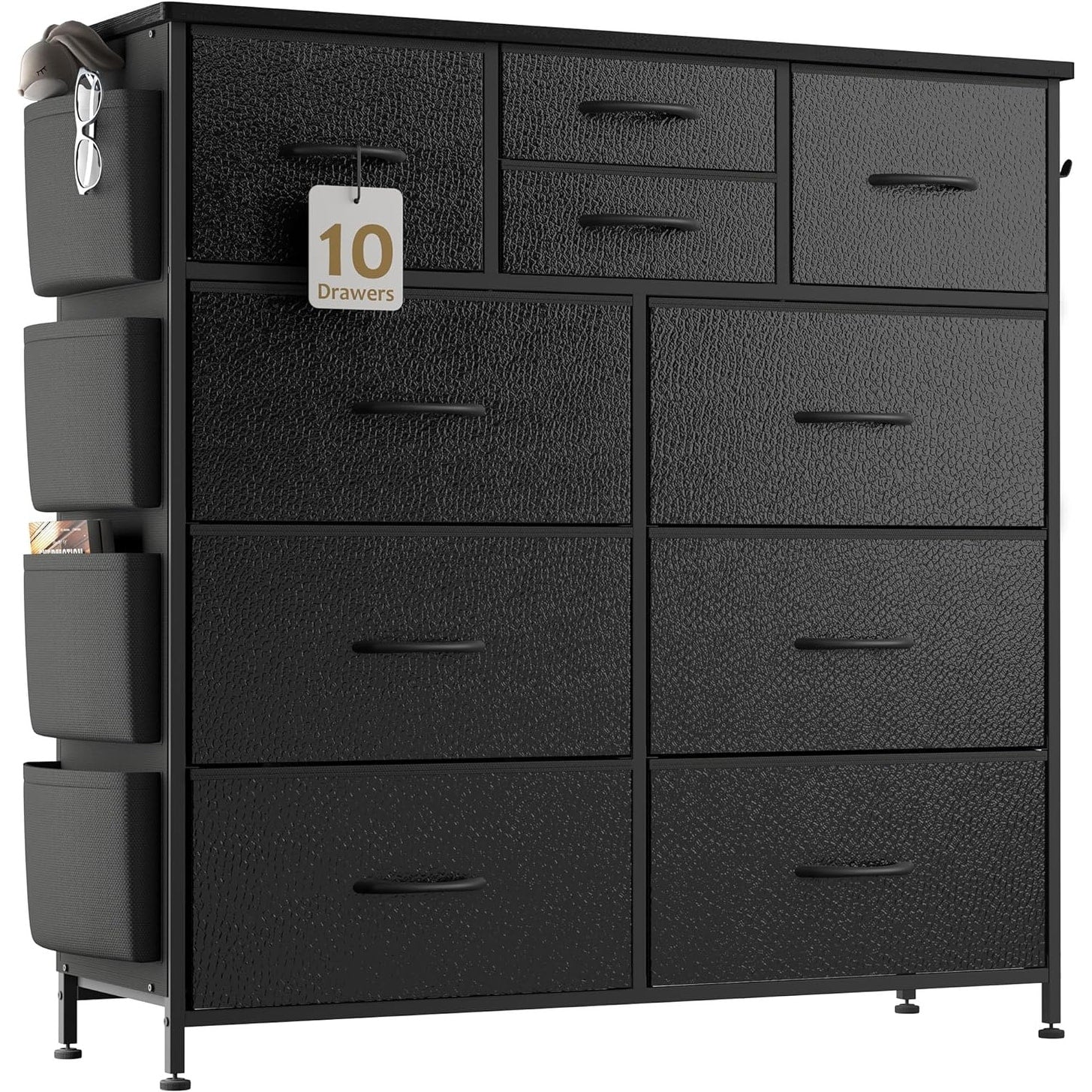 Commode à 10 tiroirs en tissu, armoire de rangement, tour de rangement, unité de rangement pour chambre à coucher