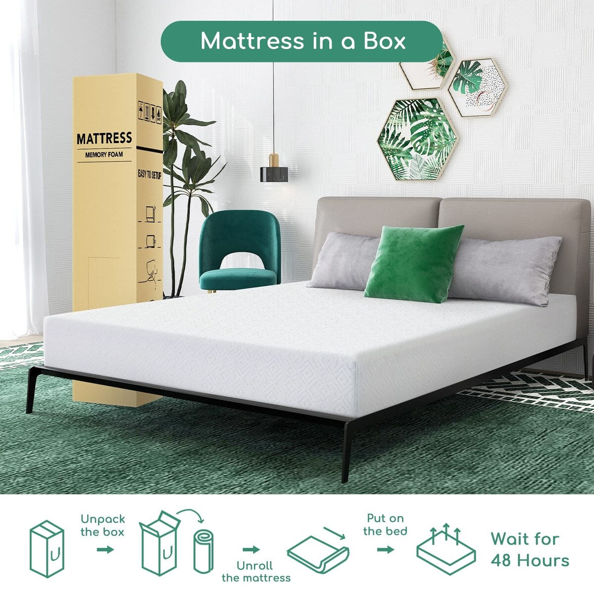Matelas de lit de 10 pouces avec mousse CertiPUR-US pour un sommeil de soutien, plus frais et un soulagement de la pression