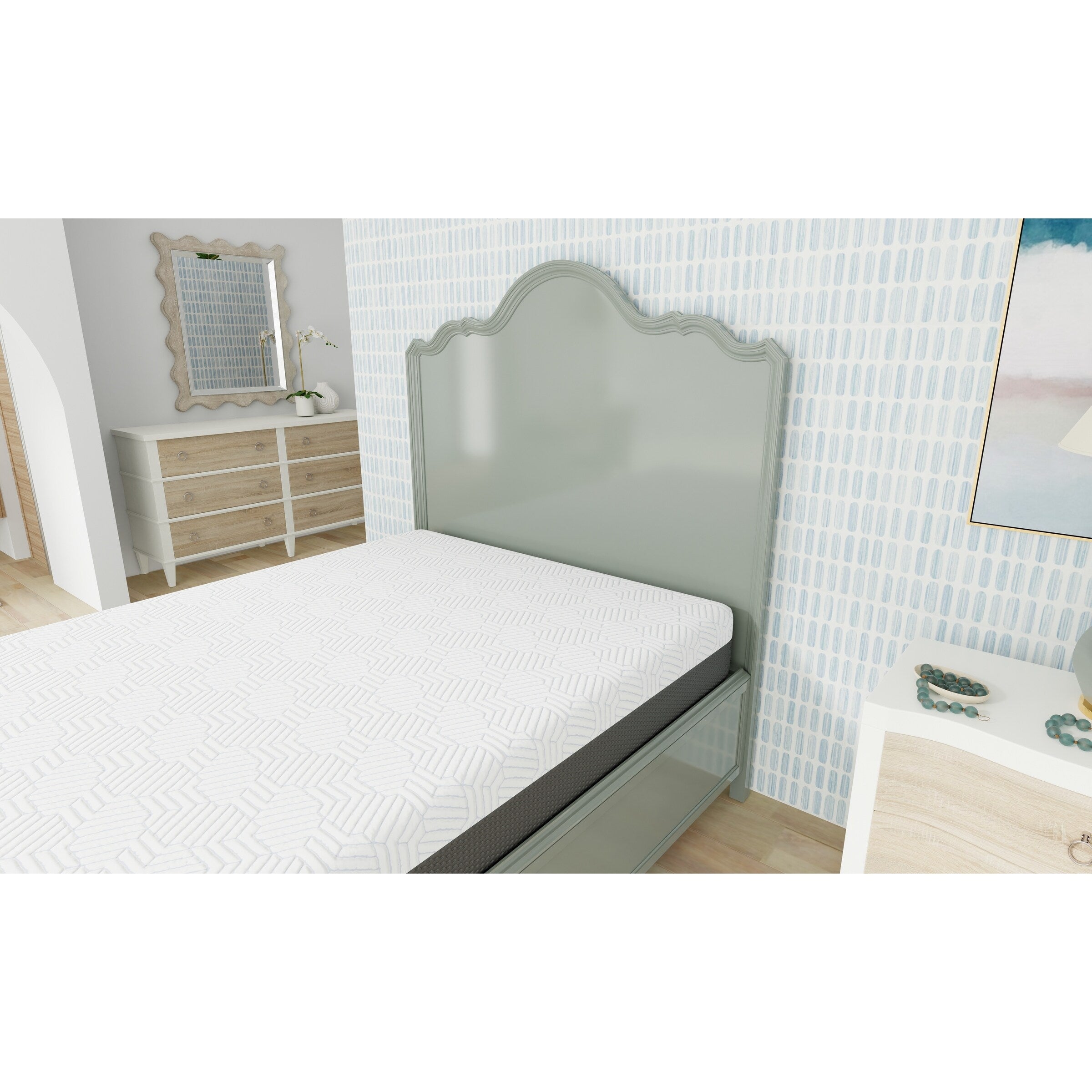 Matelas Queen mi-ferme de 10 pouces avec housse rafraîchissante