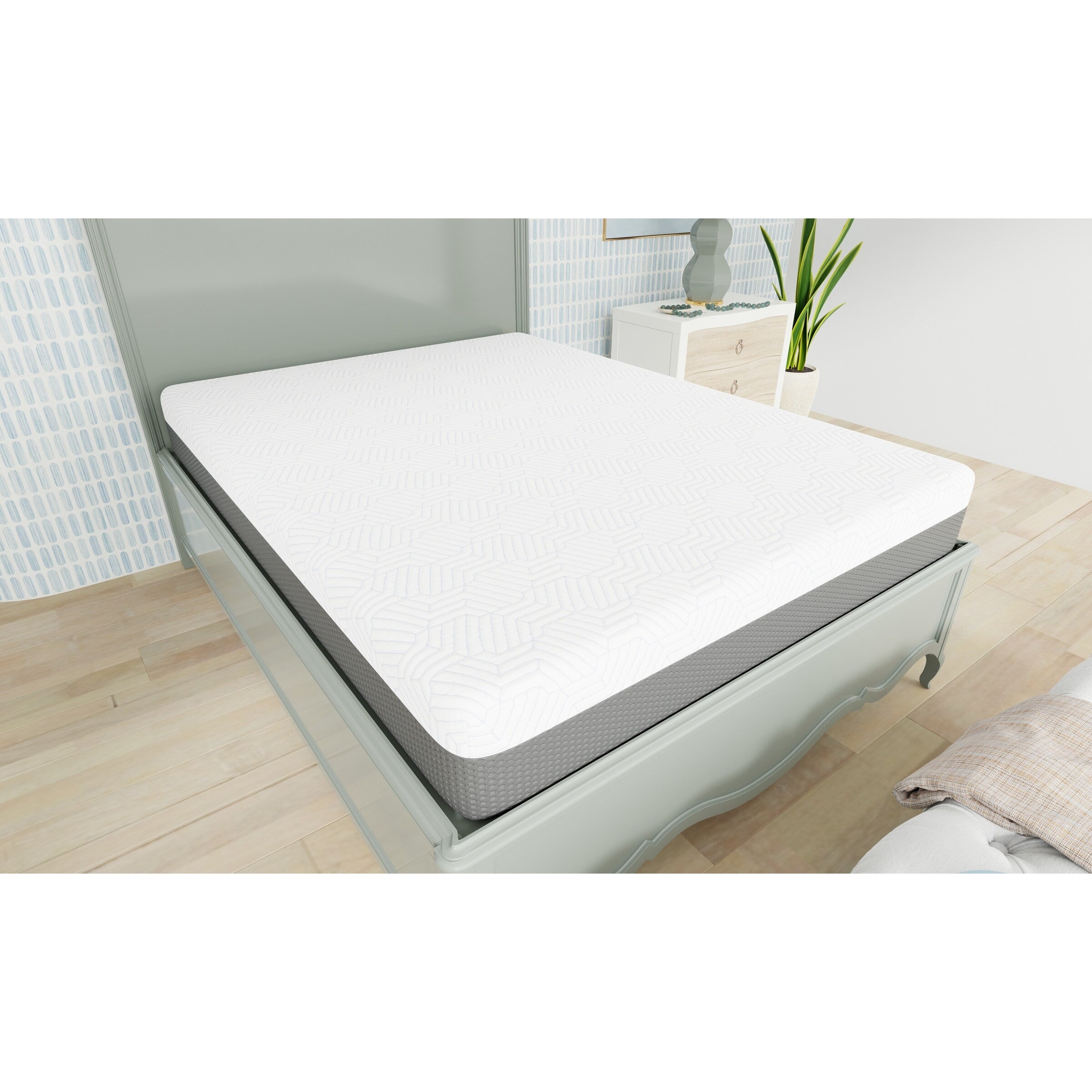 Matelas Queen mi-ferme de 10 pouces avec housse rafraîchissante
