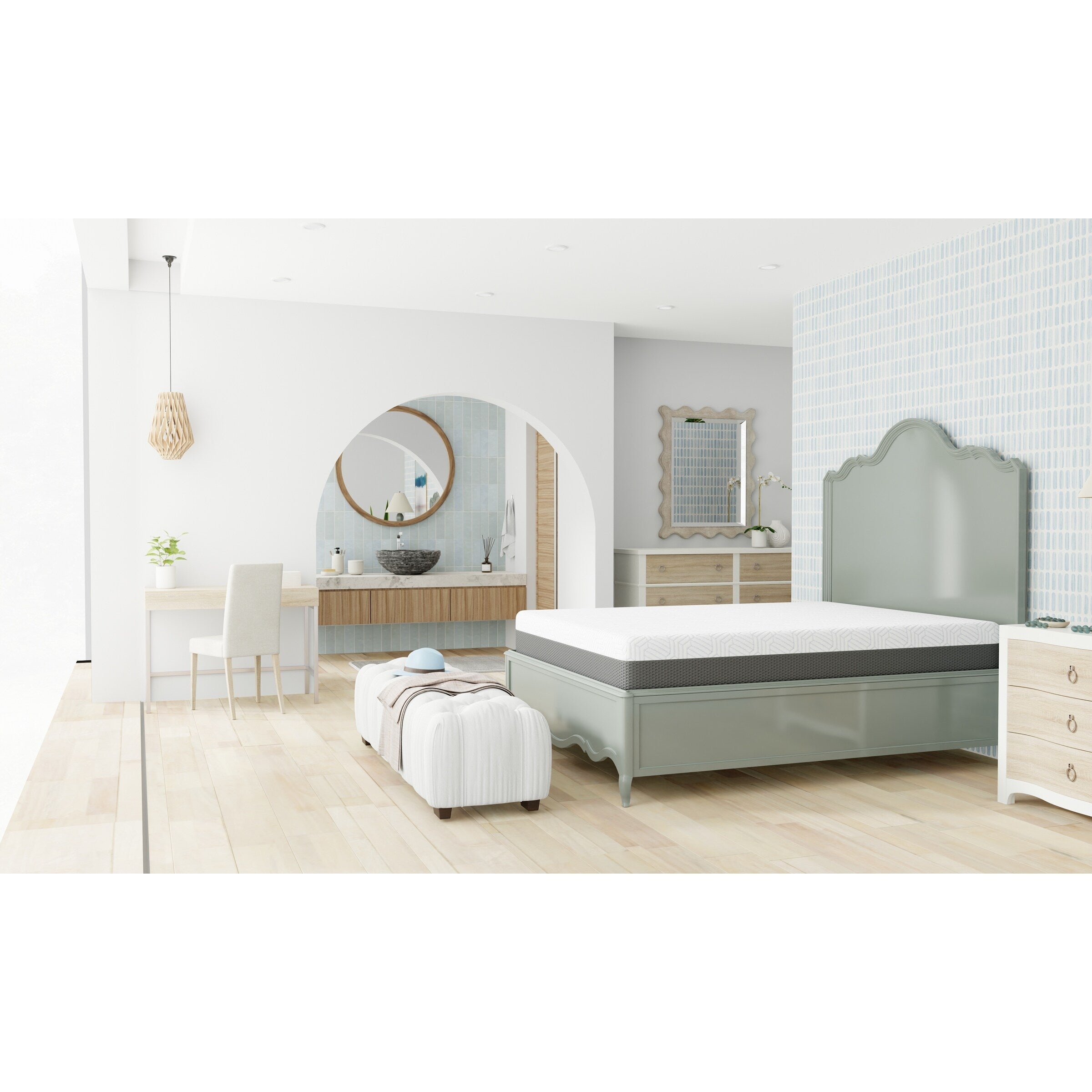Matelas Queen mi-ferme de 10 pouces avec housse rafraîchissante