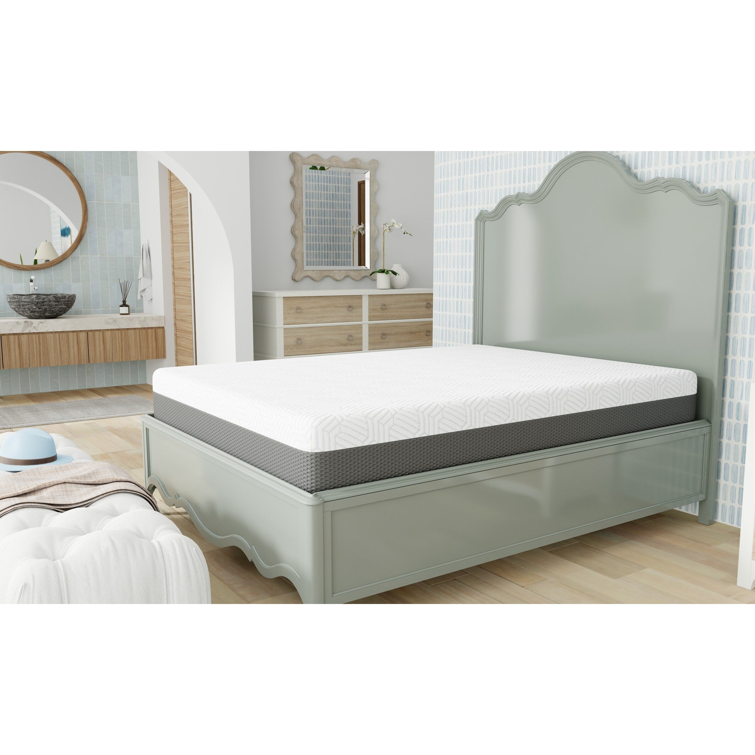 Matelas Queen mi-ferme de 10 pouces avec housse rafraîchissante