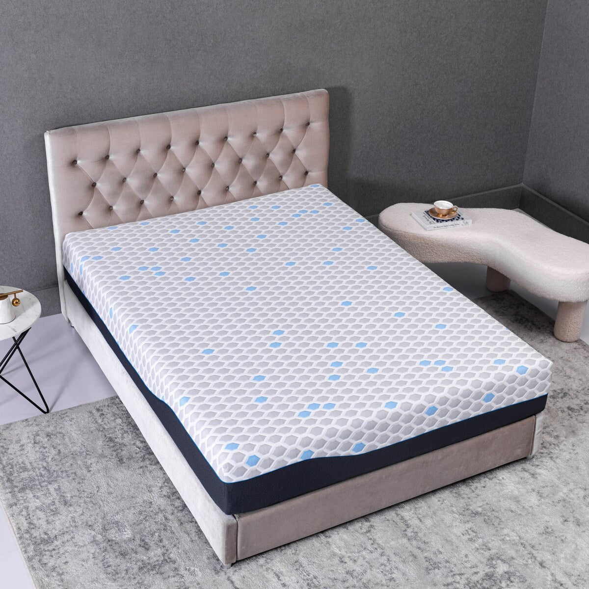Matelas double en mousse à mémoire de forme de 25 cm, matelas en boîte, mousse à mémoire de forme infusée de gel et de charbon de bambou, certifié CertiPUR-US.