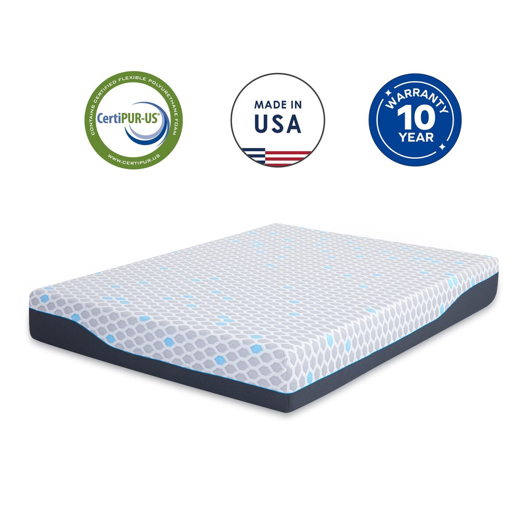 Matelas double en mousse à mémoire de forme de 25 cm, matelas en boîte, mousse à mémoire de forme infusée de gel et de charbon de bambou, certifié CertiPUR-US.
