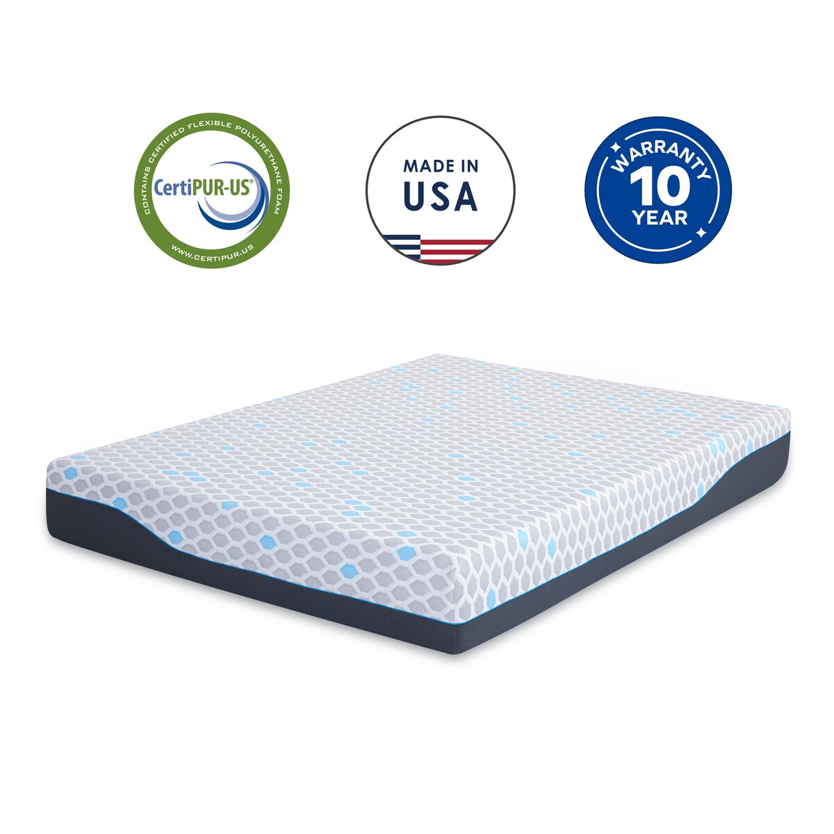 Matelas double en mousse à mémoire de forme de 25 cm, matelas en boîte, mousse à mémoire de forme infusée de gel et de charbon de bambou, certifié CertiPUR-US.