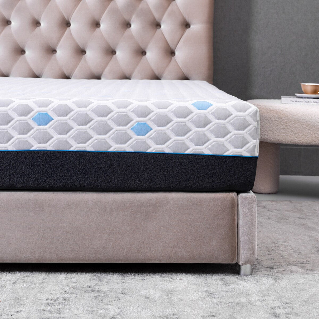 Matelas double en mousse à mémoire de forme de 25 cm, matelas en boîte, mousse à mémoire de forme infusée de gel et de charbon de bambou, certifié CertiPUR-US.
