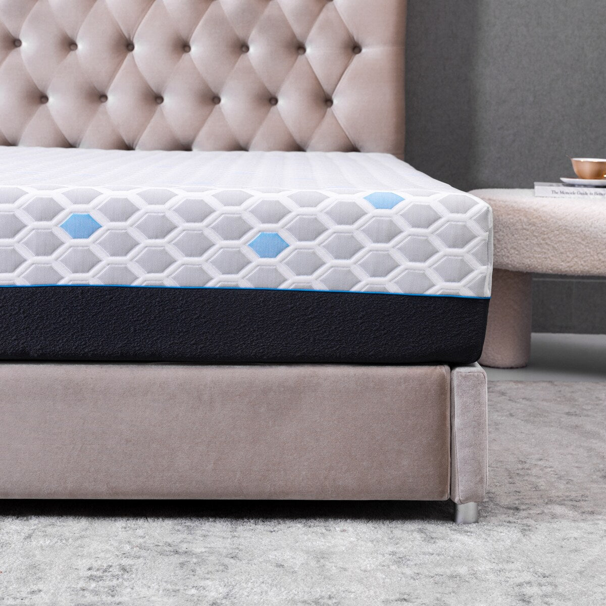 Matelas double en mousse à mémoire de forme de 25 cm, matelas en boîte, mousse à mémoire de forme infusée de gel et de charbon de bambou, certifié CertiPUR-US.