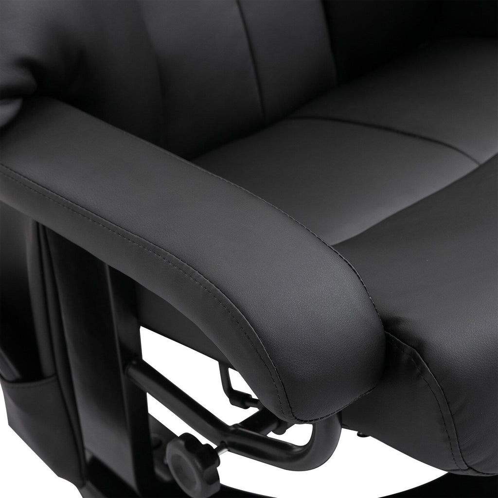 Fauteuil de massage à vibrations à 10 points, pivotant et inclinable, en cuir PU, avec dossier réglable, repose-pieds et télécommande