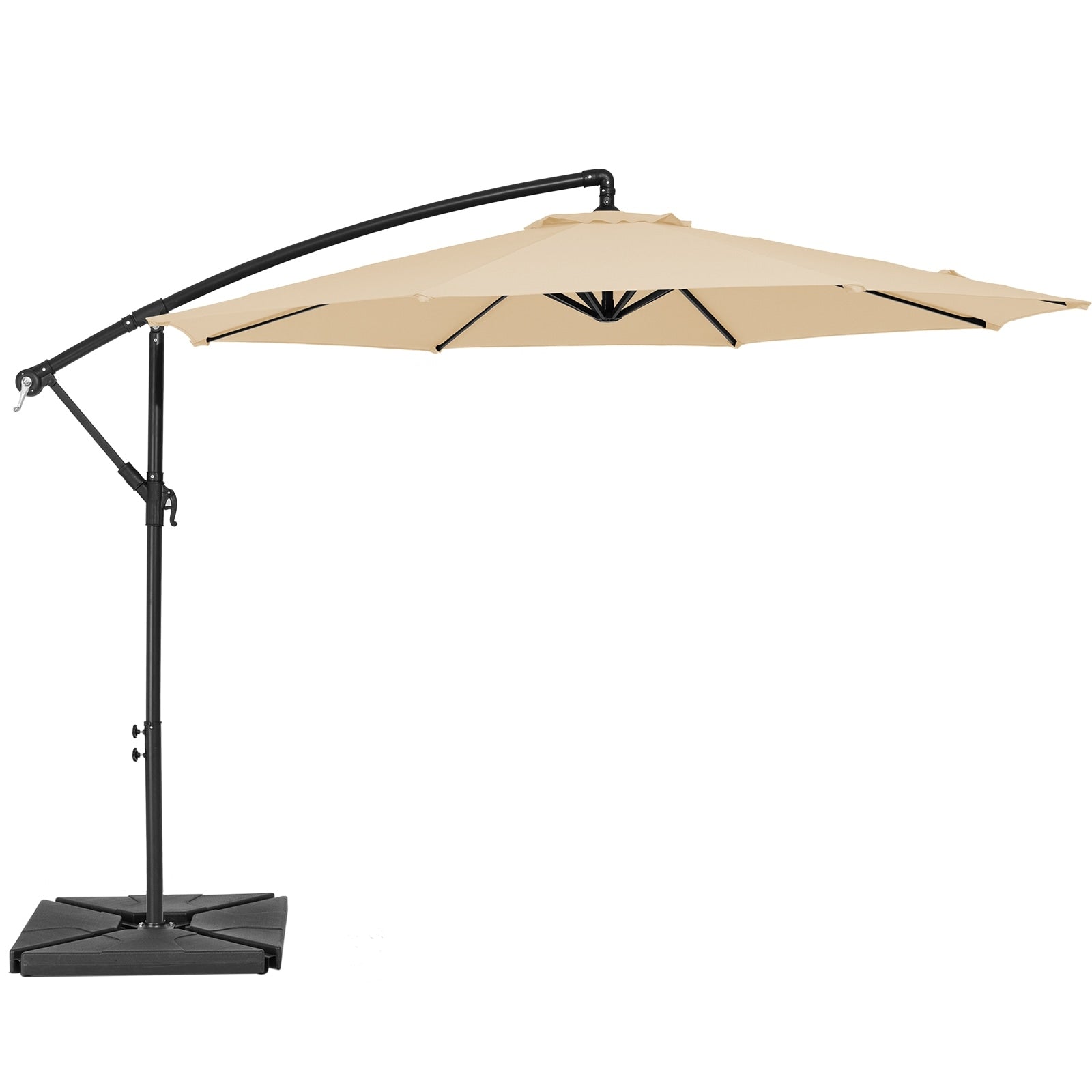 Parasol déporté à manivelle en acier de 10 pieds avec base lestée