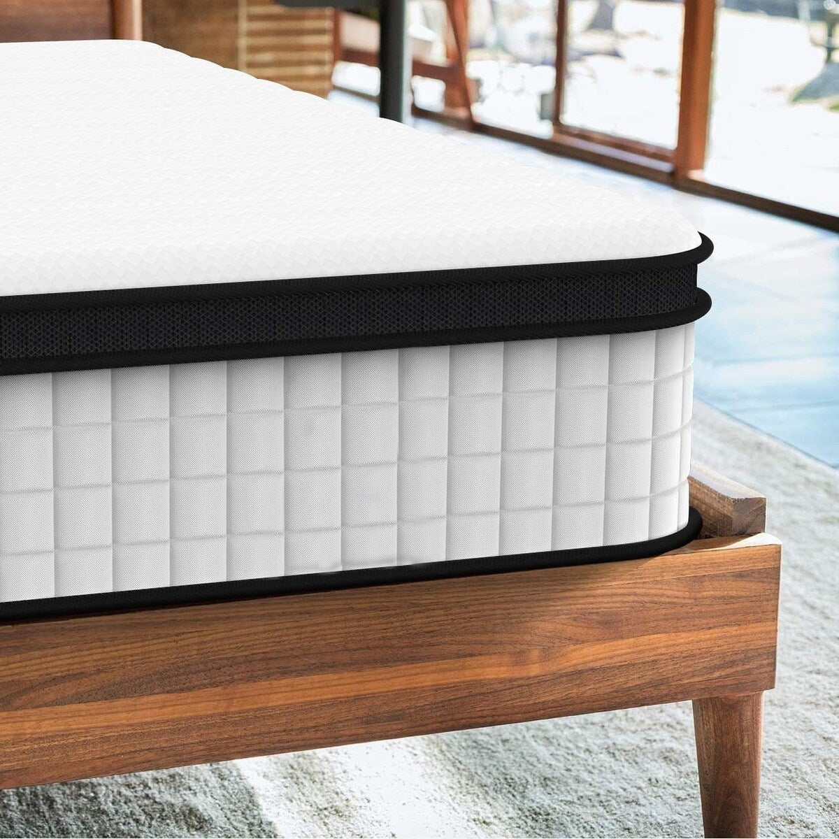 Matelas hybride à ressorts ensachés et plateau-coussin pour lit simple, 10 po, en mousse viscoélastique et gel de taille moyenne
