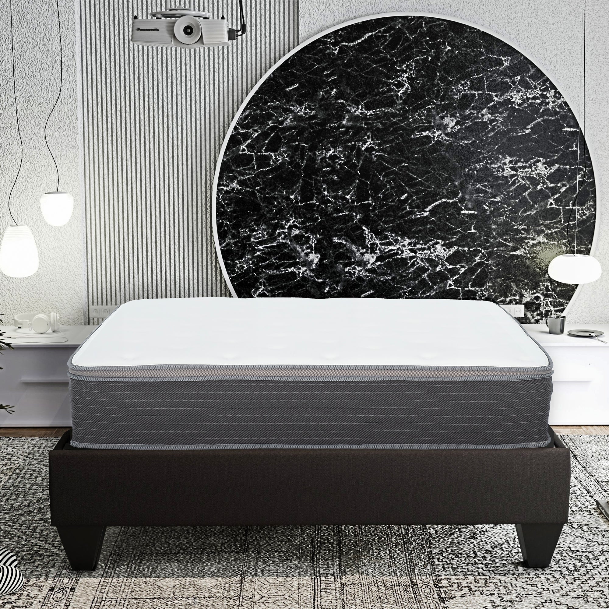 Matelas hybride à ressorts ensachés de 10 po dans une boîte, matelas en mousse viscoélastique avec gel