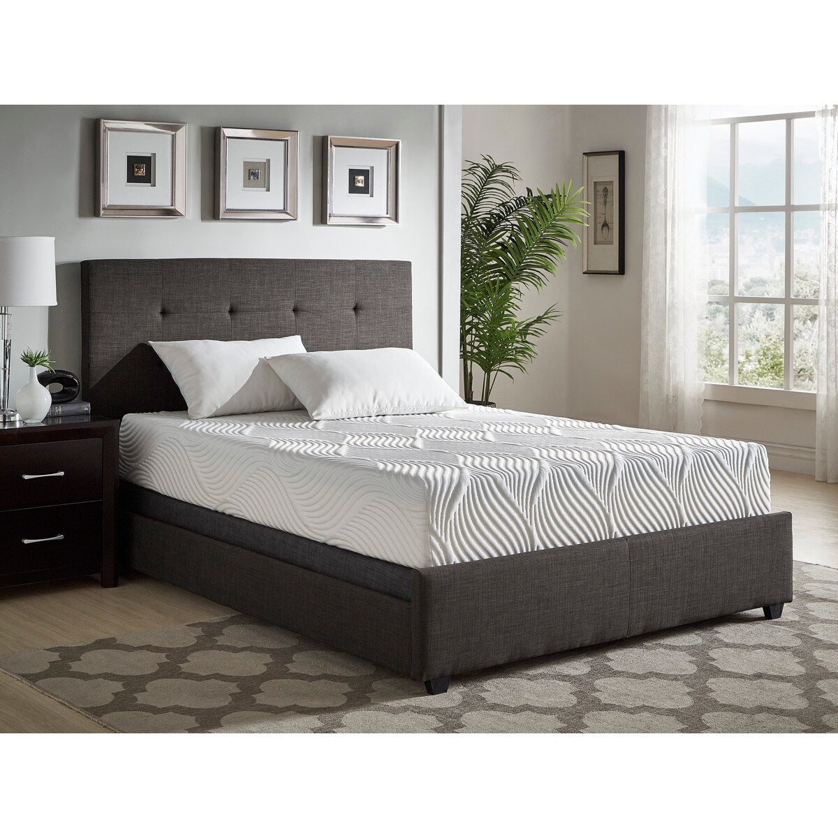 Matelas California King Size 10 pouces en mousse à mémoire de forme infusée de gel, ferme, blanc, matelas dans une boîte