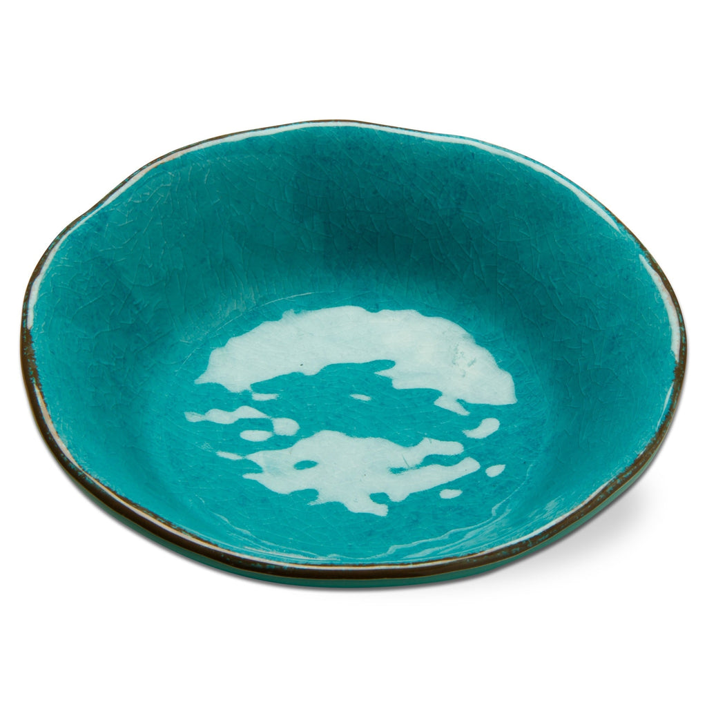 Bols de service en mélamine Veranda, 283 g, 18 cm, émaillés, bleu océan, bords ondulés, 4 pièces, lavables au lave-vaisselle, pour l'intérieur et l'extérieur