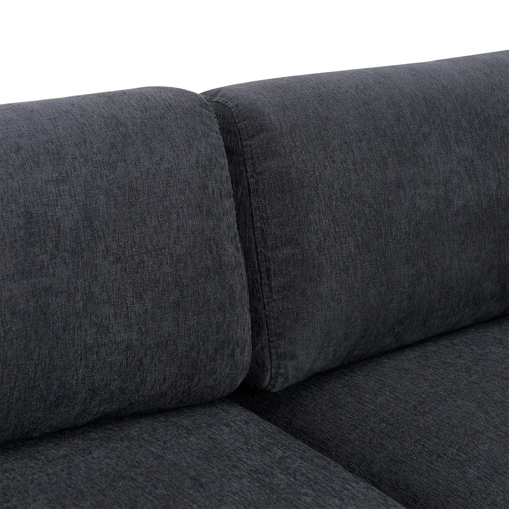 Canapé sectionnel en polyester 102,4 L avec repose-pieds réversible, coussins épais et pieds en plastique