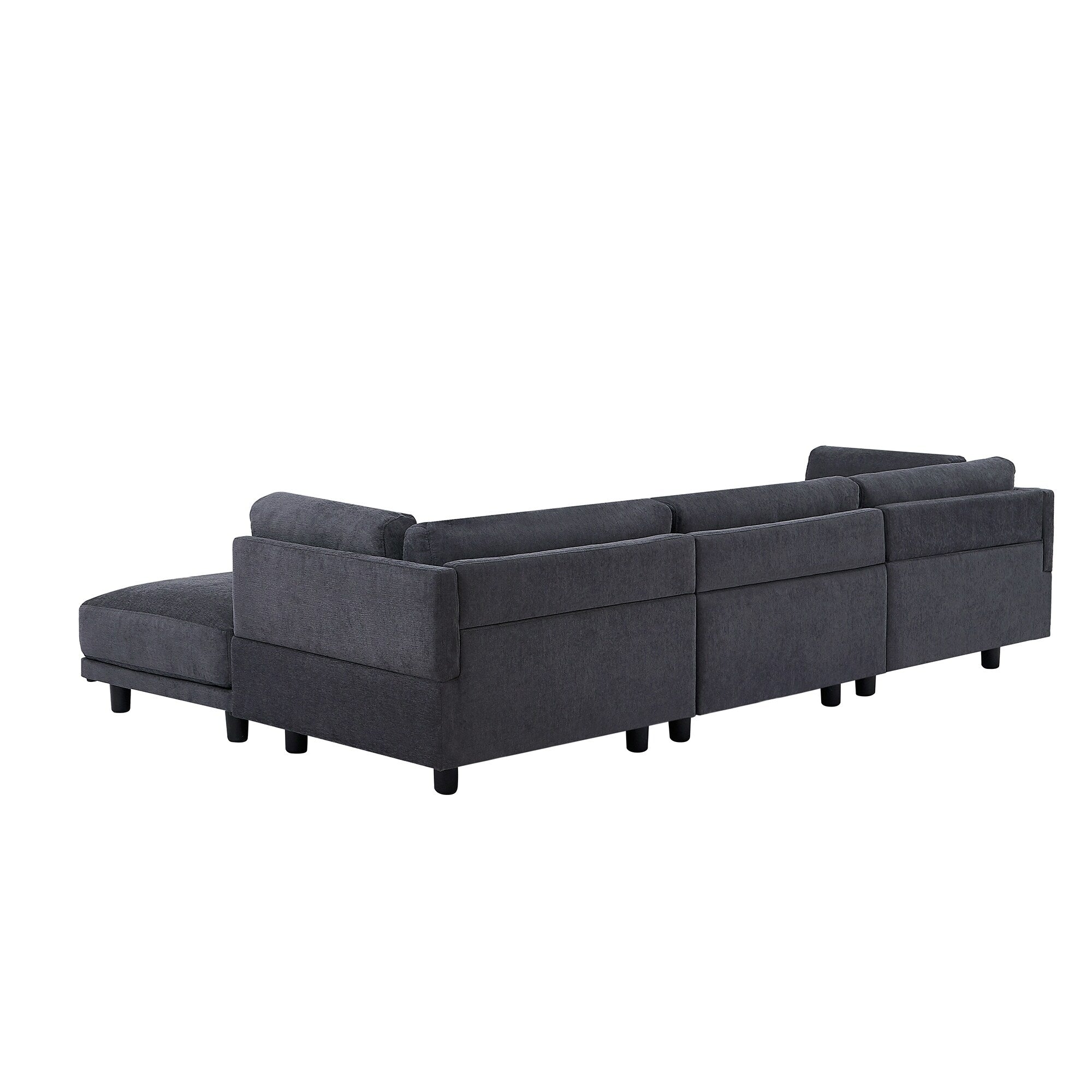 Canapé sectionnel en polyester 102,4 L avec repose-pieds réversible, coussins épais et pieds en plastique