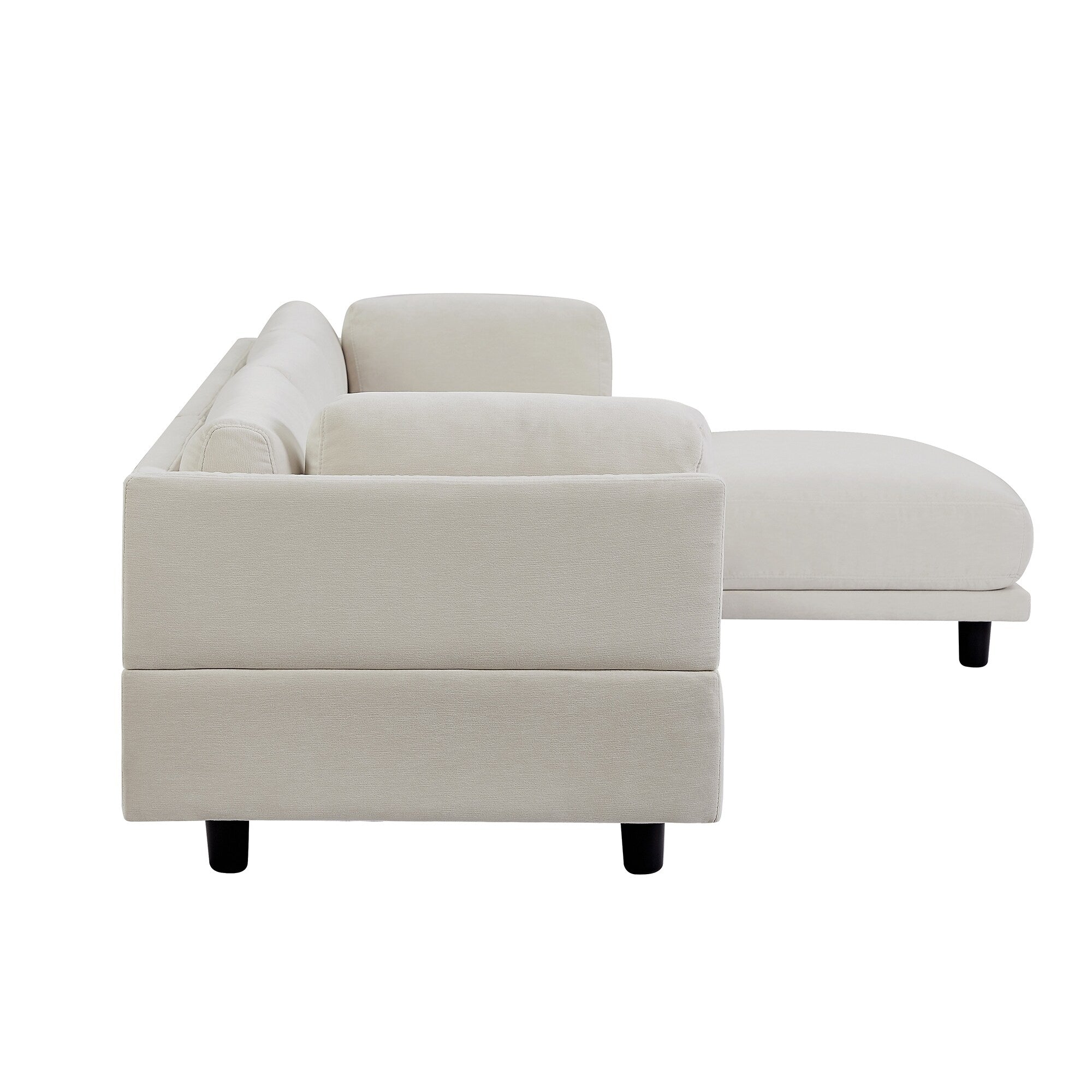 Canapé sectionnel en polyester 102,4 L avec repose-pieds réversible, coussins épais et pieds en plastique