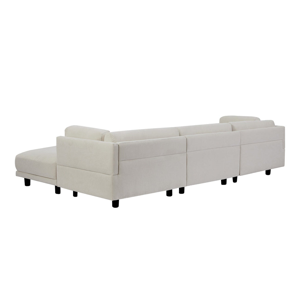 Canapé sectionnel en polyester en forme de L de 102,4 pouces avec repose-pieds réversible, coussins épais et pieds en plastique résistants