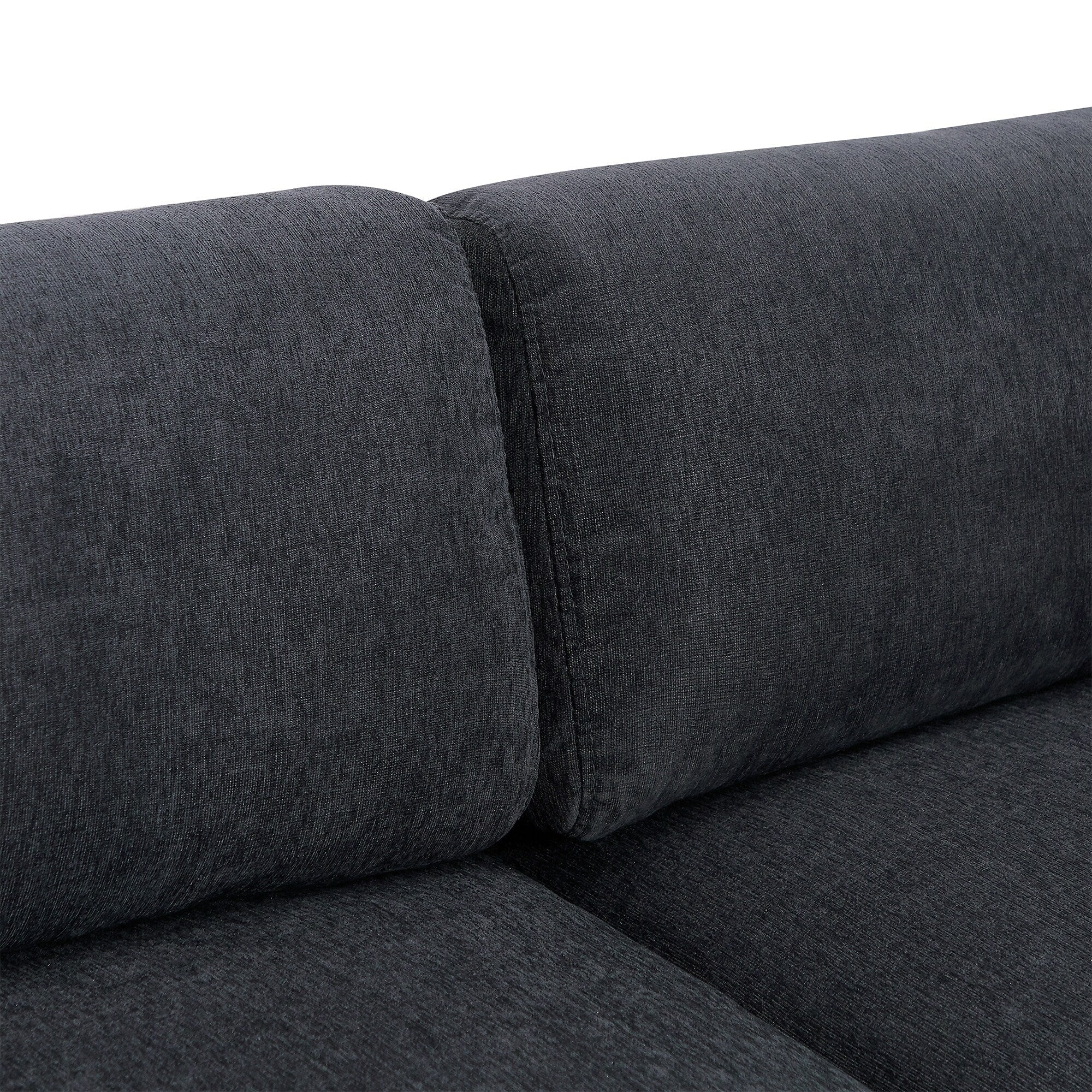 Canapé sectionnel en polyester en forme de L de 102,4 pouces avec repose-pieds réversible, coussins épais et pieds en plastique résistants