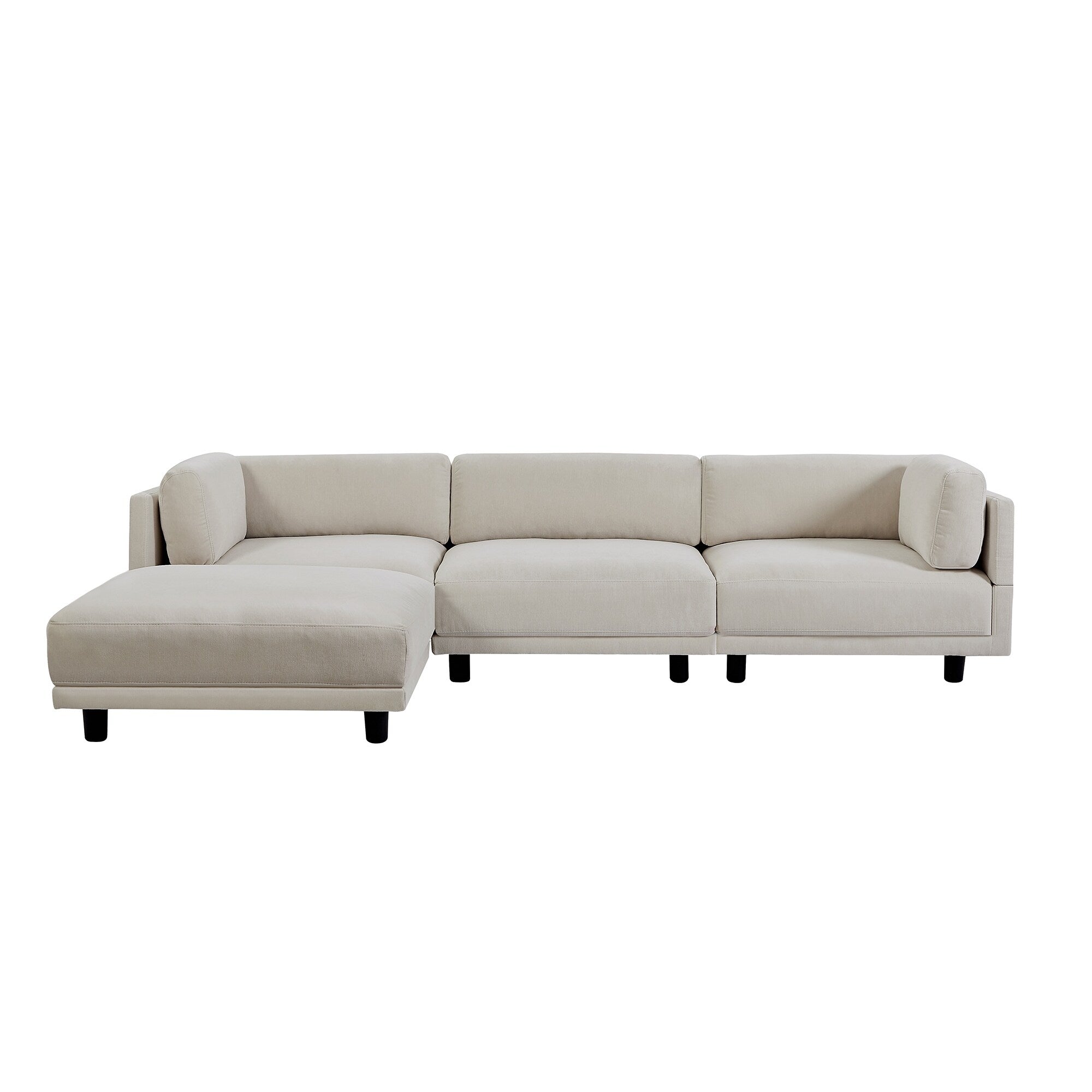 Canapé sectionnel en polyester en forme de L de 102,4 pouces avec repose-pieds réversible, coussins épais et pieds en plastique résistants