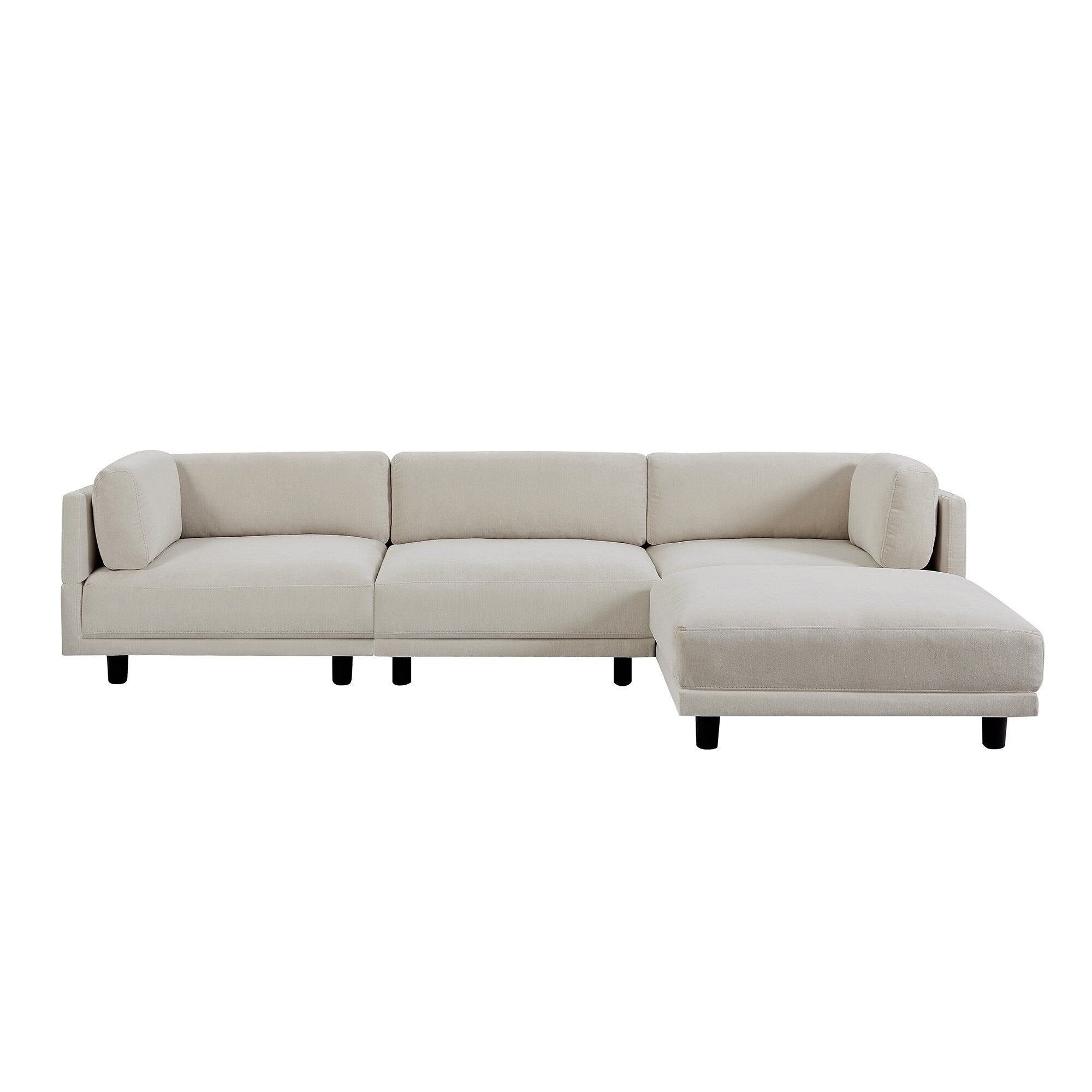 Canapé sectionnel en polyester en forme de L de 102,4 pouces avec repose-pieds réversible, coussins épais et pieds en plastique résistants