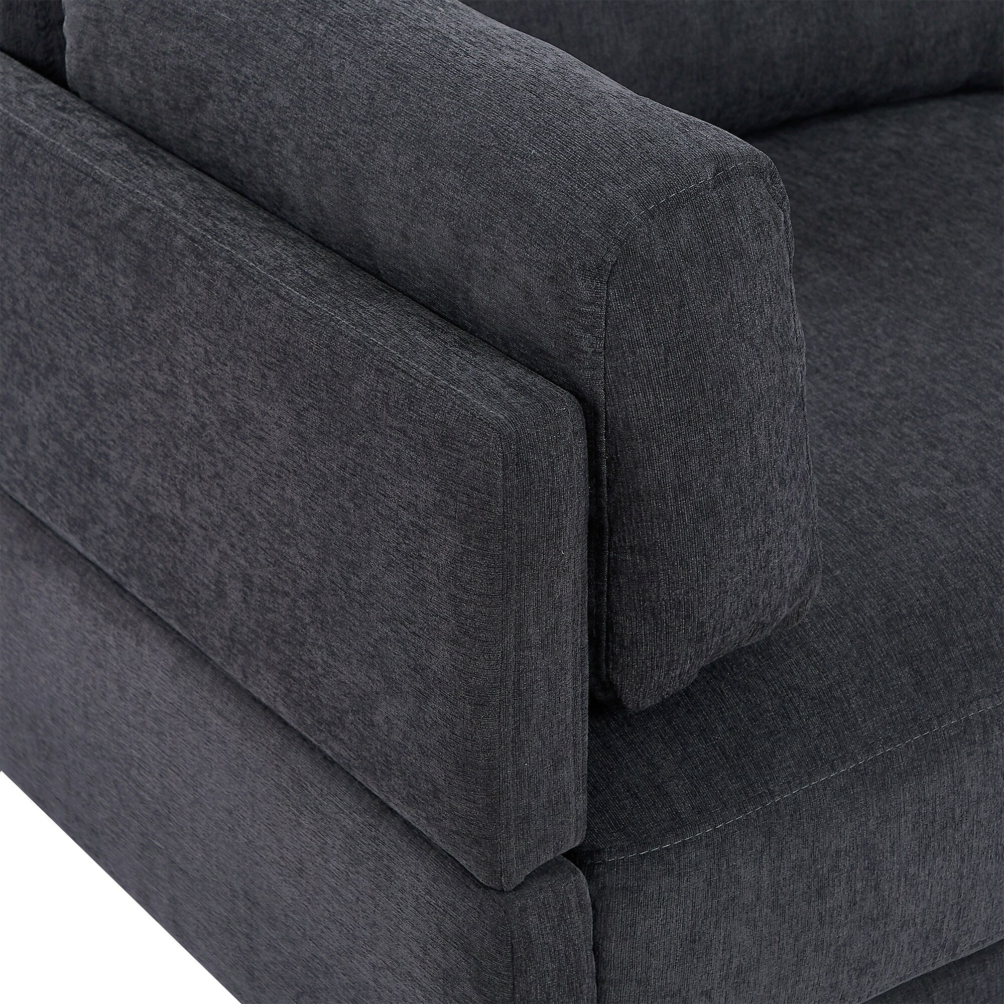 Canapé sectionnel en polyester en forme de L de 102,4 pouces avec repose-pieds réversible, coussins épais et pieds en plastique résistants
