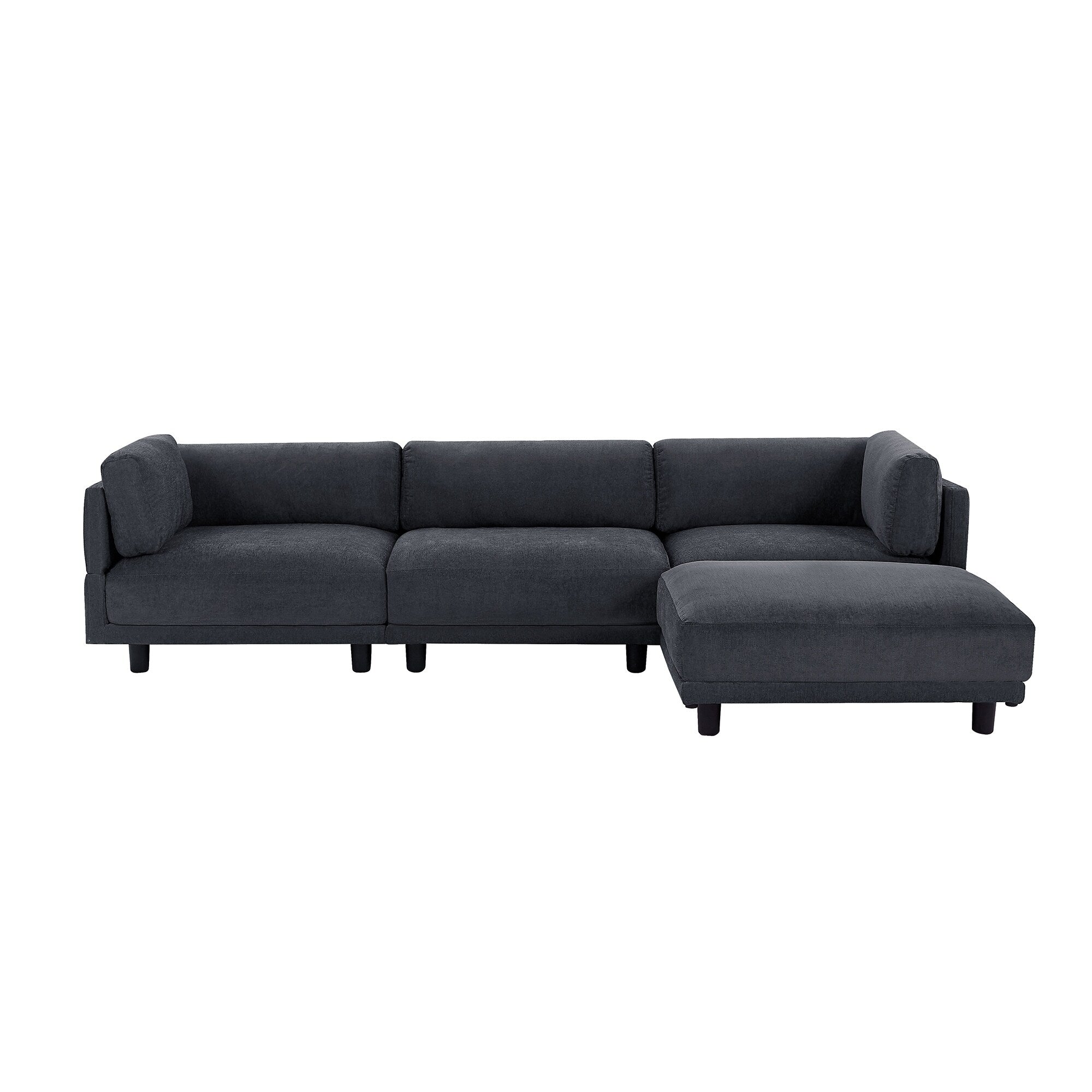 Canapé sectionnel en polyester en forme de L de 102,4 pouces avec repose-pieds réversible, coussins épais et pieds en plastique résistants