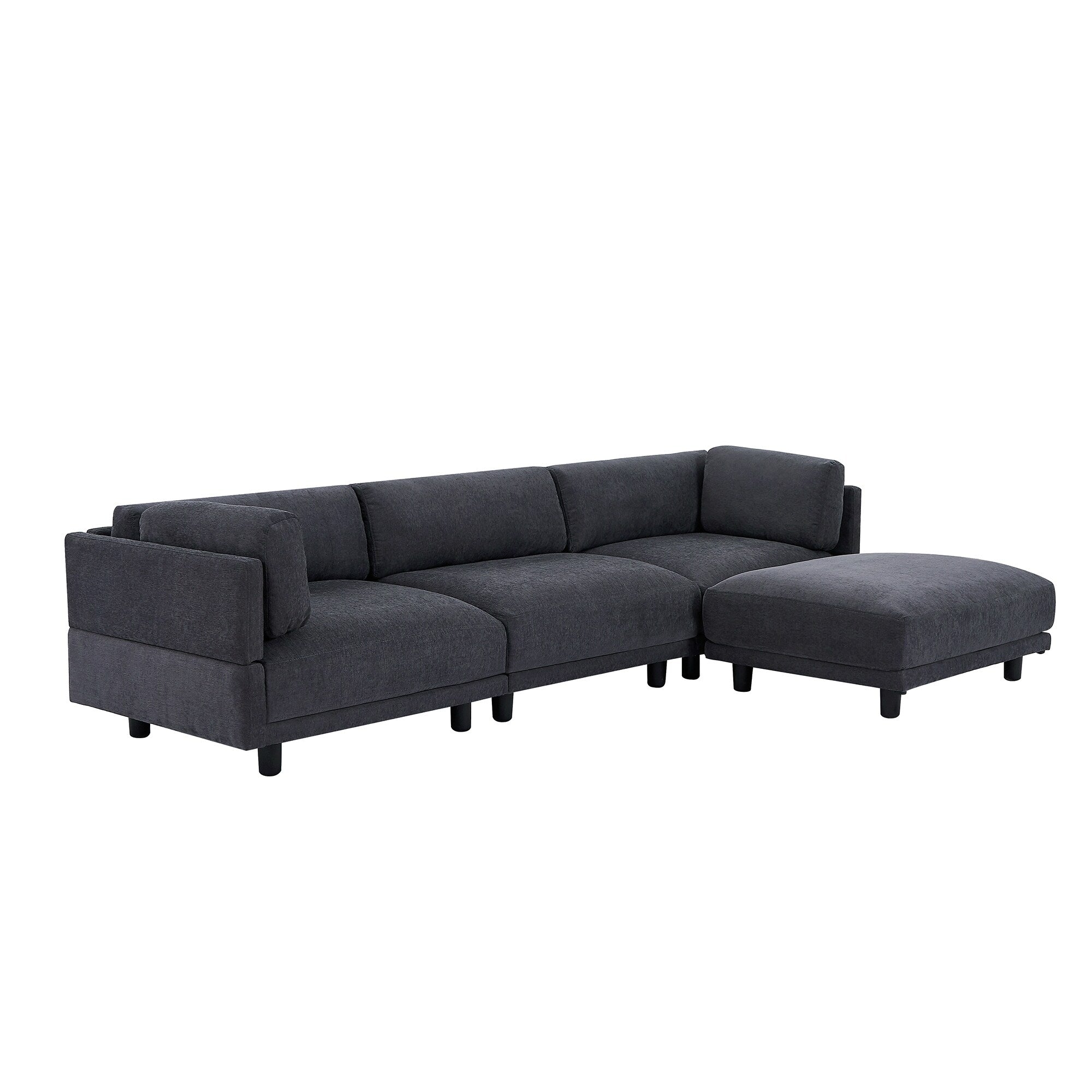 Canapé sectionnel en polyester en forme de L de 102,4 pouces avec repose-pieds réversible, coussins épais et pieds en plastique résistants