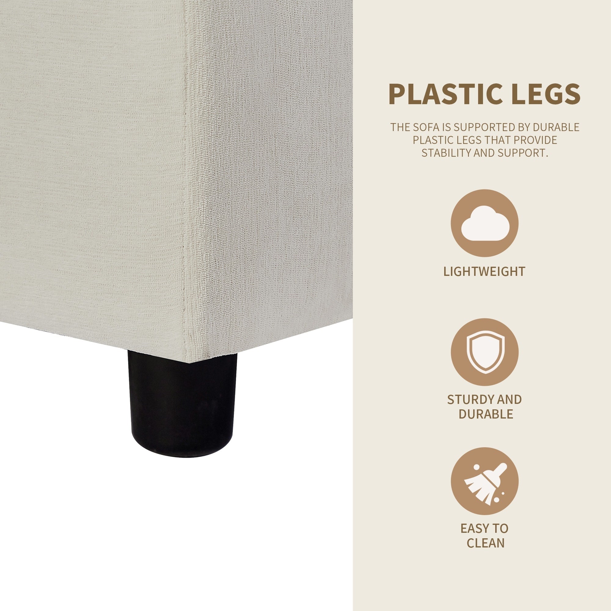 Canapé en L en polyester de 102,4 po avec repose-pieds réversible