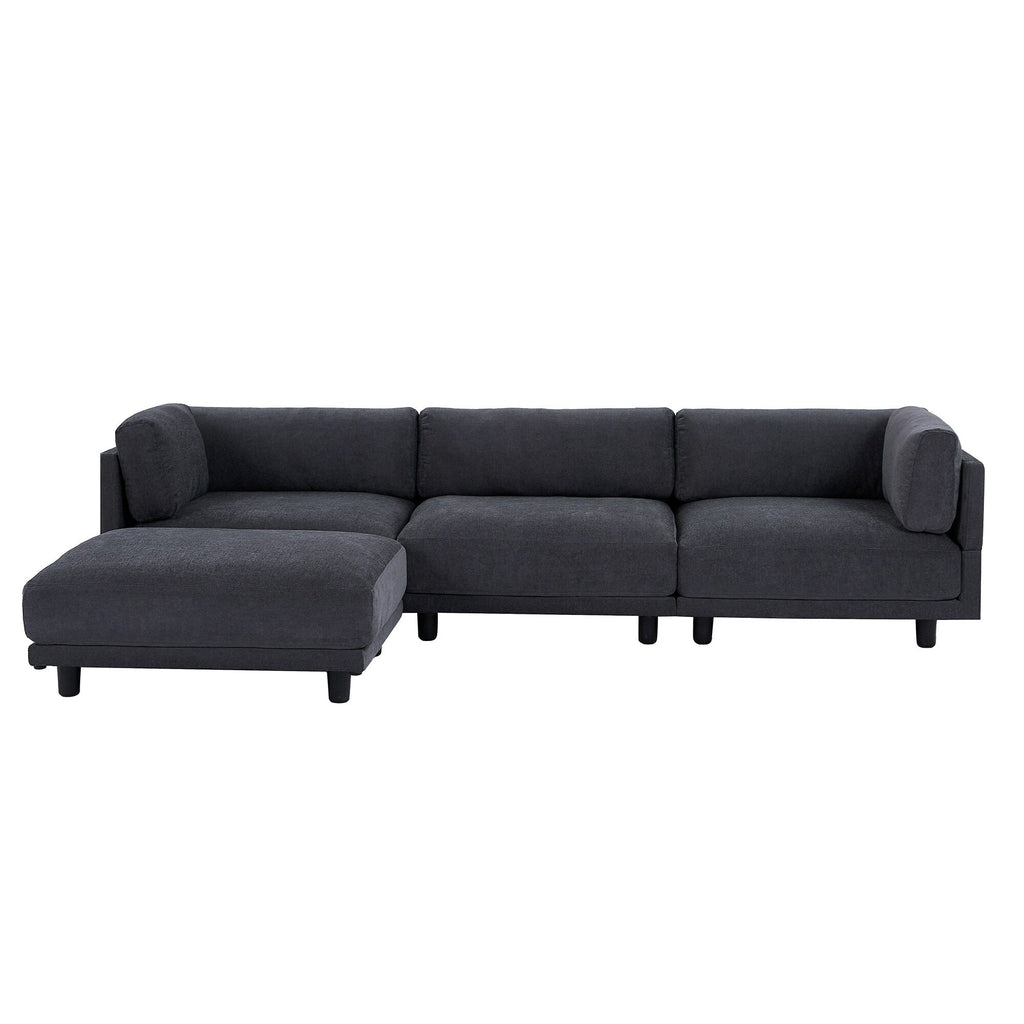 Canapé en L en polyester de 102,4 po avec repose-pieds réversible