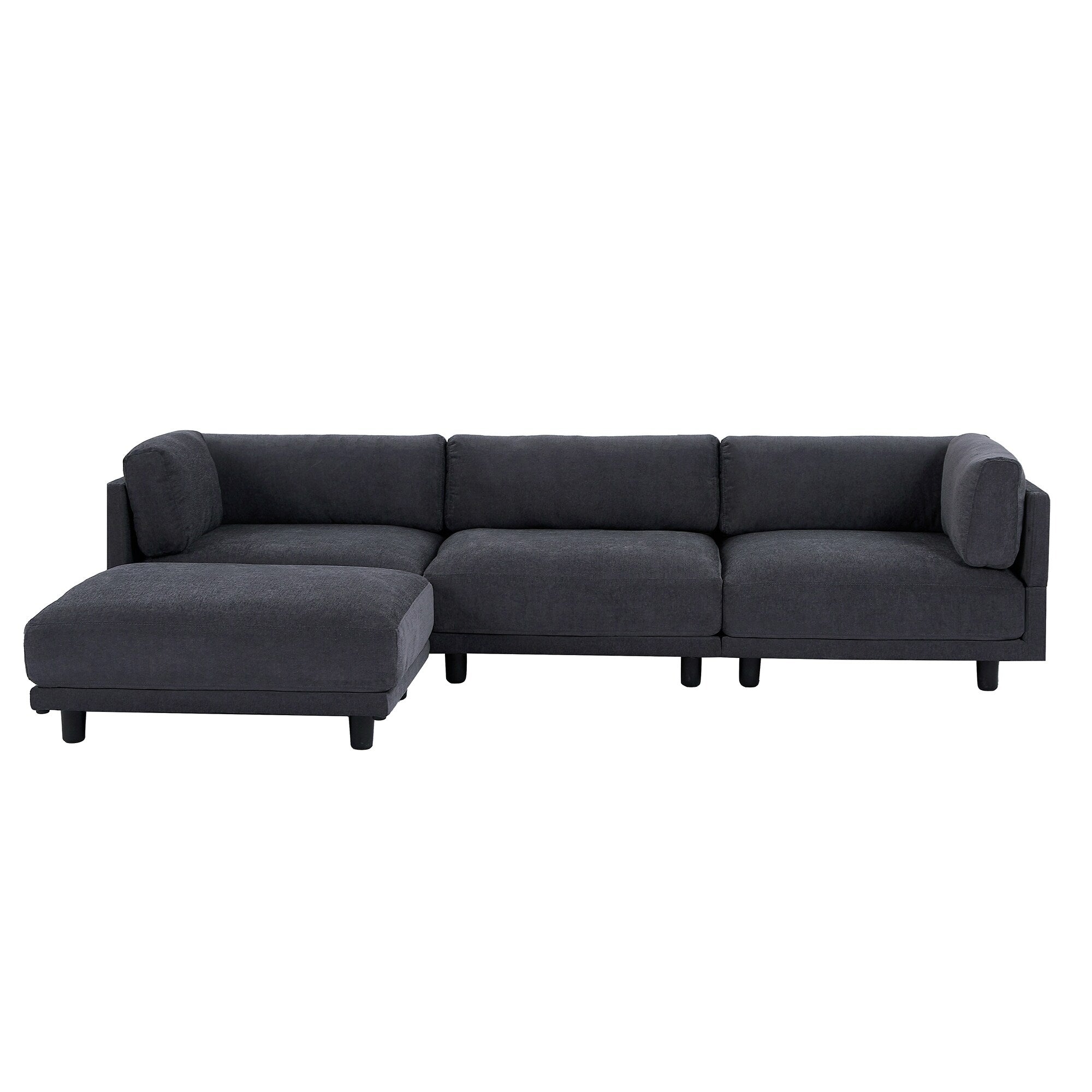 Canapé en L en polyester de 102,4 po avec repose-pieds réversible