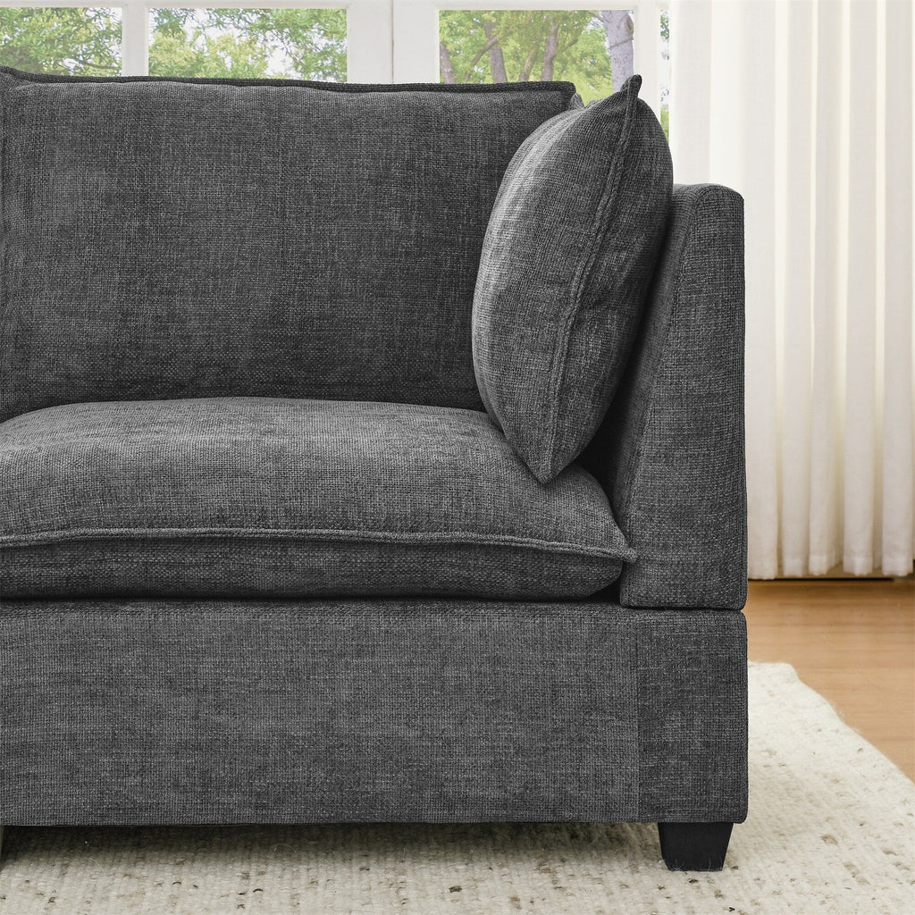 Canapé 3 places en chenille 105 avec coussins à 2 couches, mousse haute résilience
