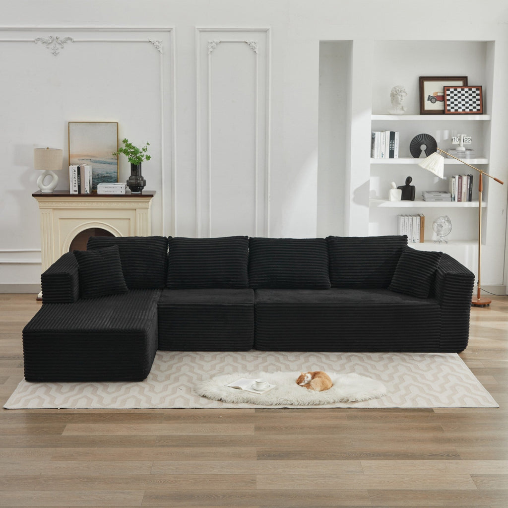 Canapé sectionnel Cloud 106 en L avec méridienne orientée vers la gauche, canapé modulaire moderne à assise profonde pour salon, aucun assemblage requis