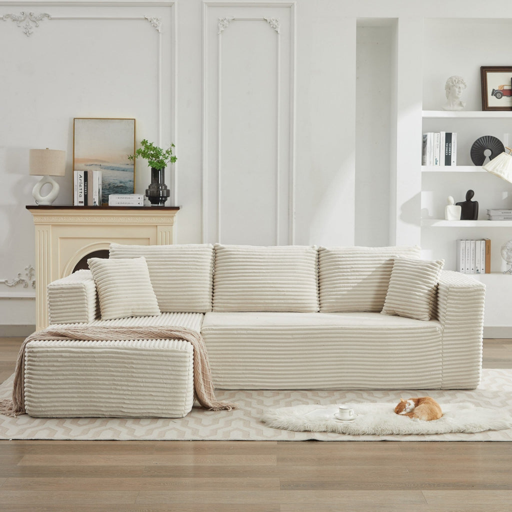 Canapé sectionnel Cloud 106 en L avec méridienne orientée vers la gauche, canapé modulaire moderne à assise profonde pour salon, aucun assemblage requis
