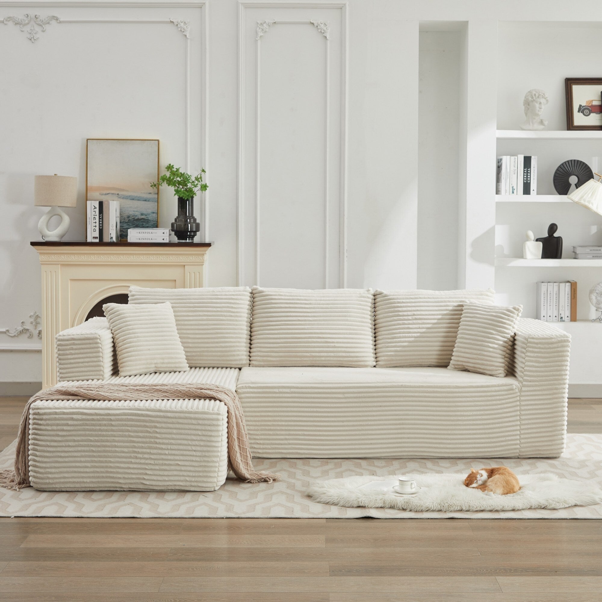 Canapé sectionnel Cloud 106 en L avec méridienne orientée vers la gauche, canapé modulaire moderne à assise profonde pour salon, aucun assemblage requis