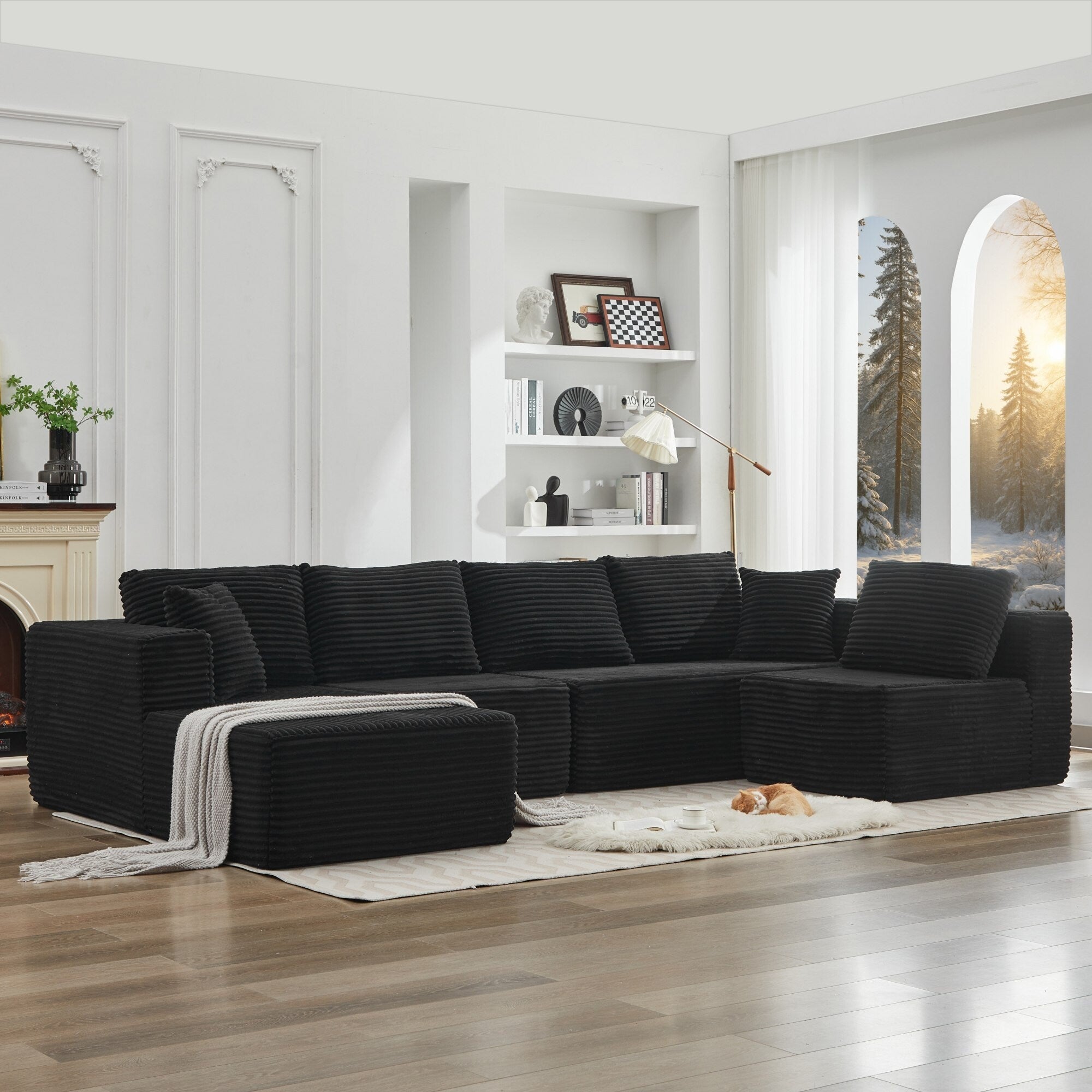 Canapé sectionnel Cloud 106 en L avec méridienne orientée vers la gauche, canapé modulaire moderne à assise profonde pour salon, aucun assemblage requis
