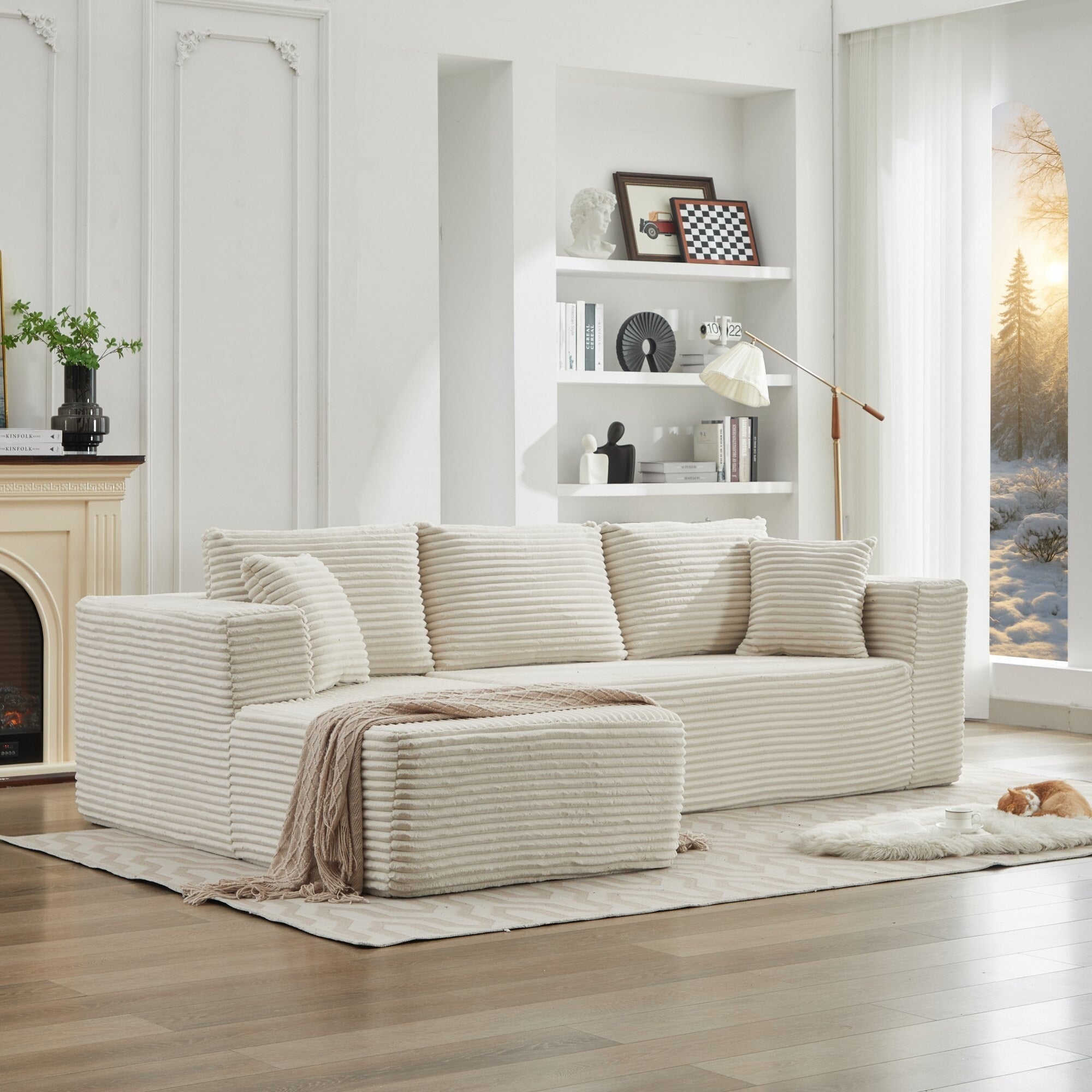 Canapé sectionnel Cloud 106 en L avec méridienne orientée vers la gauche, canapé modulaire moderne à assise profonde pour salon, aucun assemblage requis